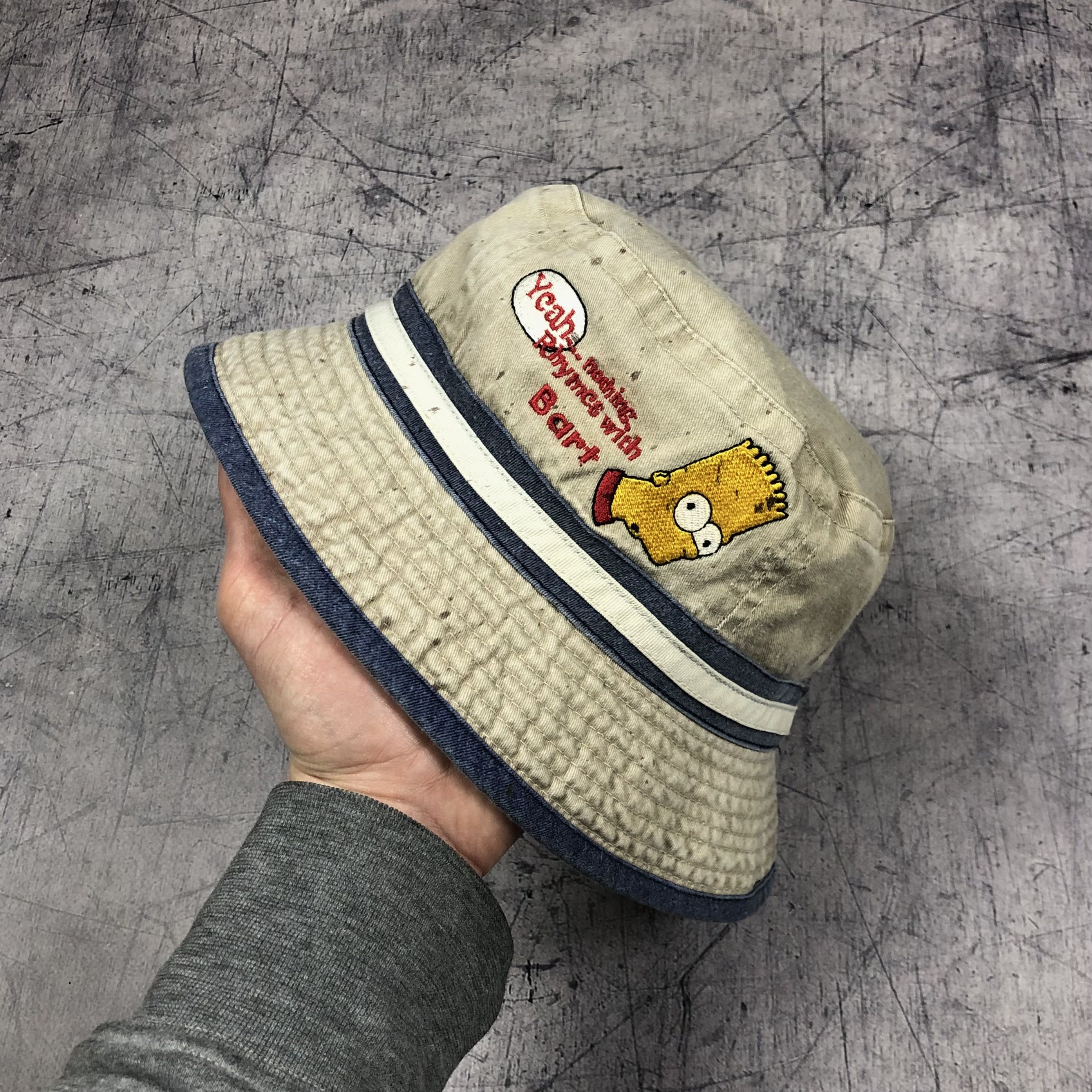 The Simpsons Vintage 90s The Simpsons Bucket Hat Yeah Nothing Rhyme Bart Size ONE SIZE - 3 Thumbnail
