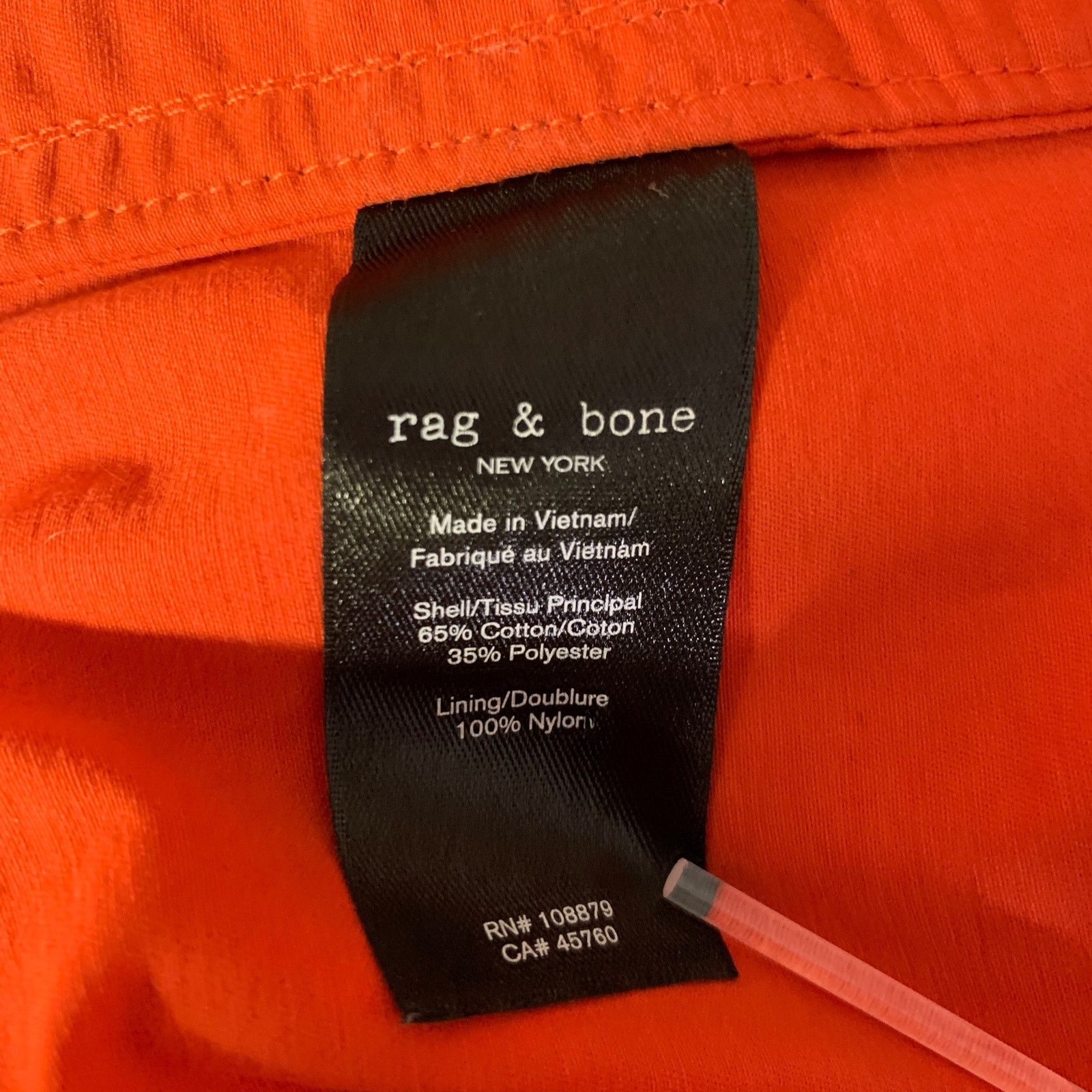 Rag & Bone RAG & BONE Size L Orange Cotton Polyester Parka Jacket Size US L / EU 52-54 / 3 - 6 Thumbnail