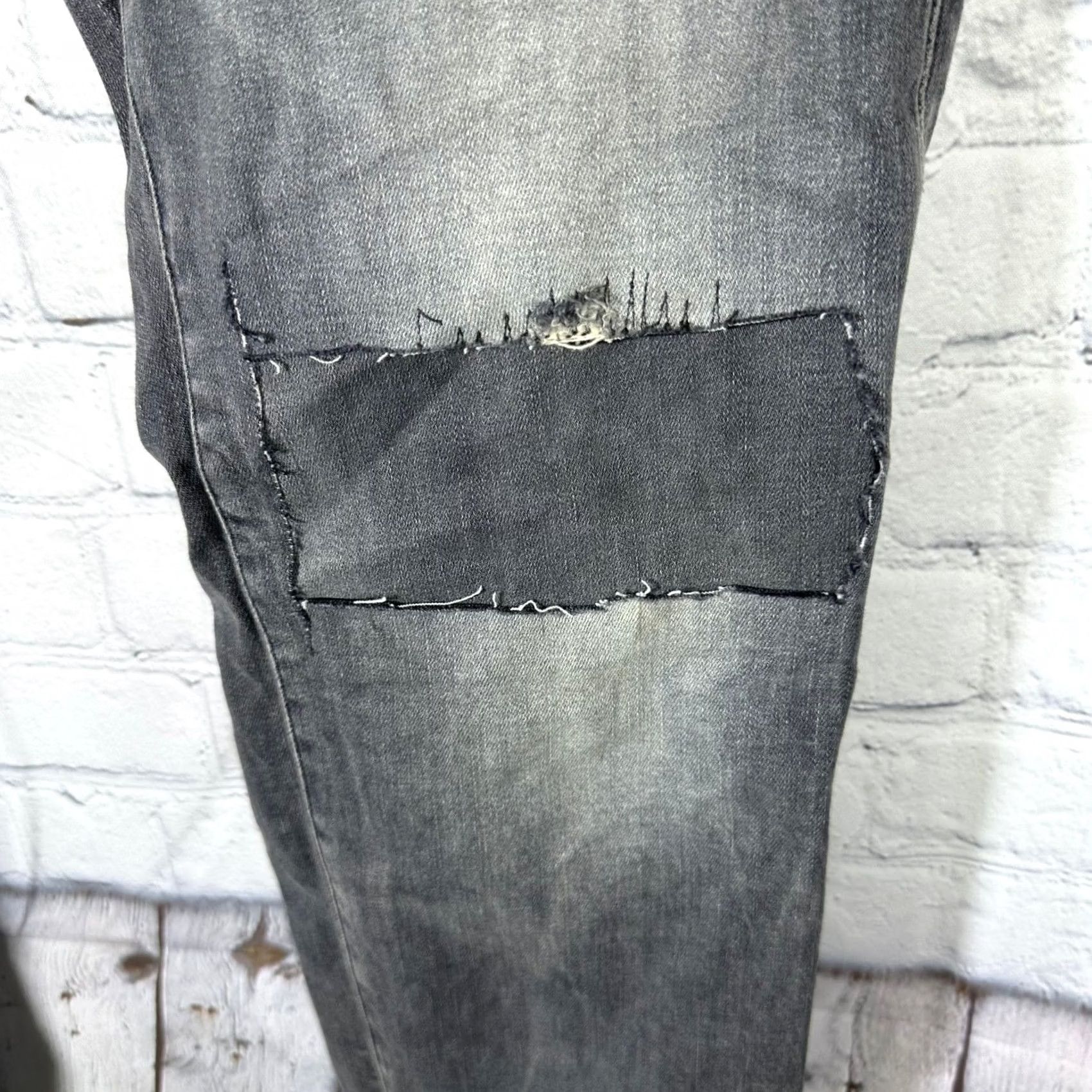 Vintage G-Star RAW 3301 Jeans Slim 5-Pocket Distressed Patch Gray Mens 38x32 Size US 38 / EU 54 - 3 Thumbnail