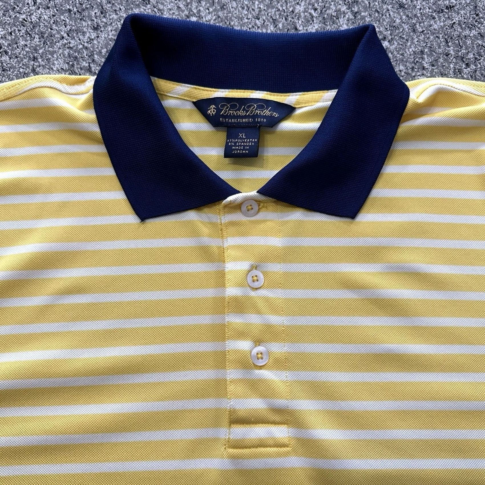 Brooks Brothers Brooks Brothers Polo Shirt Mens XL Yellow Striped Casual Golf Stretch Size US XL / EU 56 / 4 - 2 Thumbnail