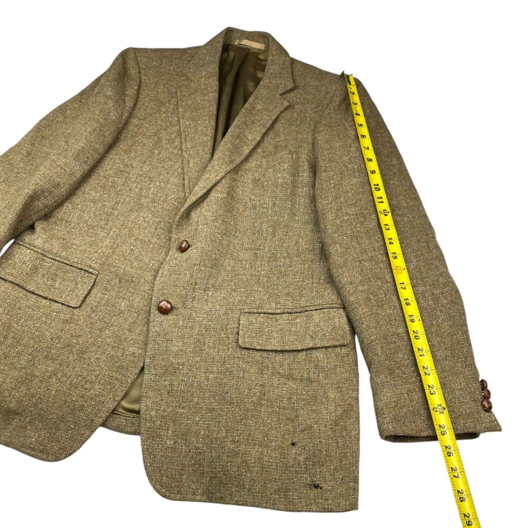 Stanley Blacker VINTAGE Stanley Blacker Blazer 42R Wool Tweed 2-Button Single-Breasted Notch Lapel Men Green Beige Brown Casual Jacket Coat Size 42R - 7 Thumbnail