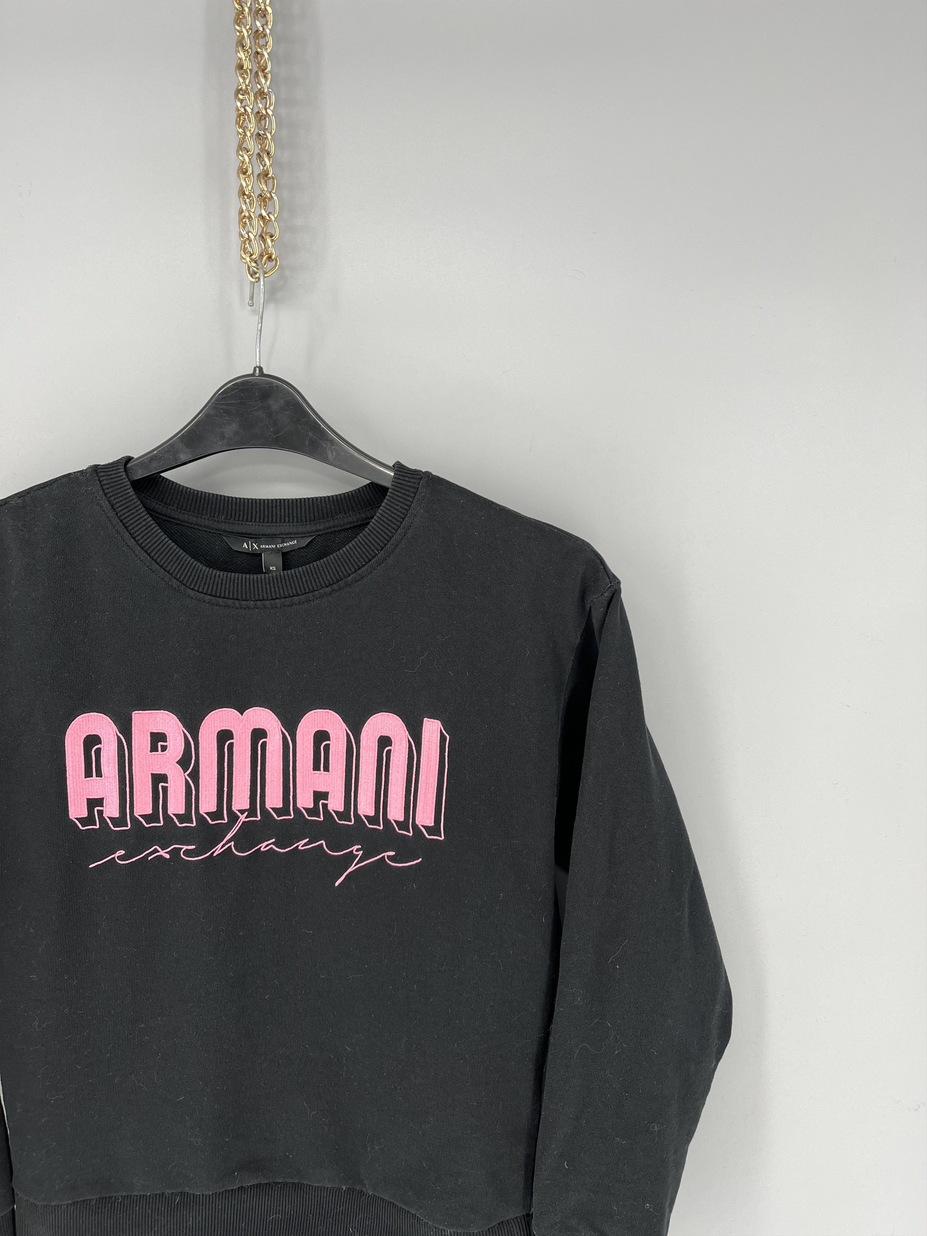 Armani × Emporio Armani × Giorgio Armani Vintage Armani Exchange Embroidery Distress Sweatshirt Size XS / US 0-2 / IT 36-38 - 5 Thumbnail