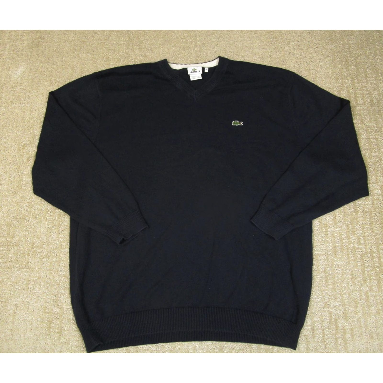 Lacoste Lacoste Sweater Mens 4XL Blue V-Neck Cotton Knit Long Sleeve Pullover Logo Streetwear Casual Business Front-Logo 90s Classic Mens Size US XXL / EU 58 / 5 - 2 Thumbnail