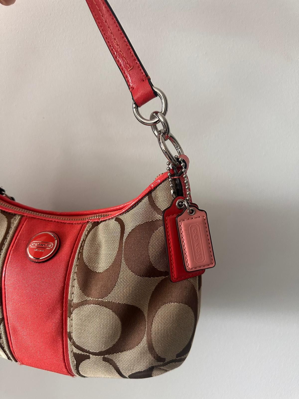 Coach Coach Signature Stripe Red Patent Leather Wristlet Bag Size ONE SIZE - 4 Thumbnail