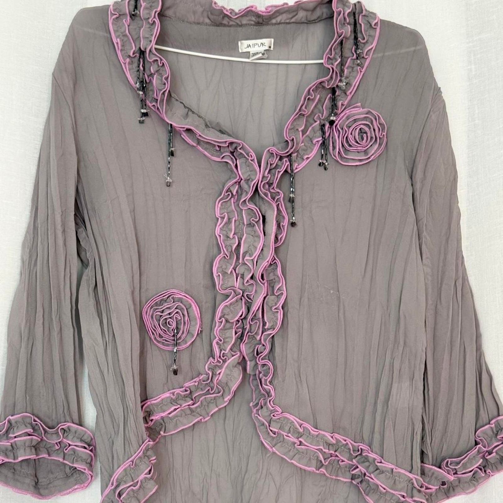 Vintage ⋆ ˚｡⋆୨୧˚ y2k sheer ruffle cardigan top fairy grunge ˚୨୧⋆｡˚ ⋆ Size M / US 6-8 / IT 42-44 - 3 Thumbnail