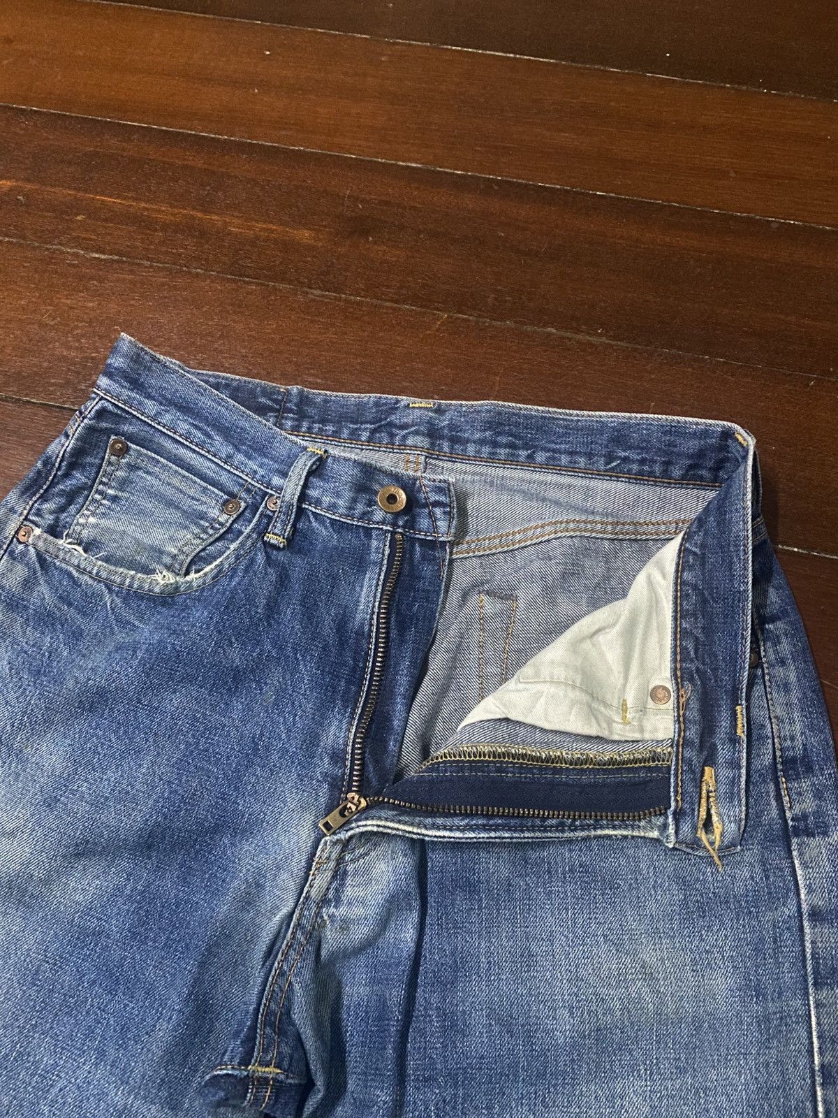 Edwin Vintage Edwin 505 Selvedge Distressed Dirty Denim Jeans Size US 32 / EU 48 - 9 Thumbnail