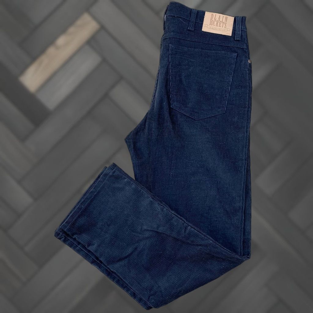 VINTAGE JC Penney Plain Pockets corduroy pants Men 34x30 Blue USA Waist 35in Solid 75% Cotton 25% Polyester