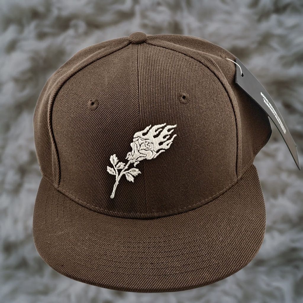 Vintage Civil Regime Flaming Rose Hat Cap Fitted Mens 7 3/8 Brown Embroidered Cotton New Size ONE SIZE - 1 Thumbnail