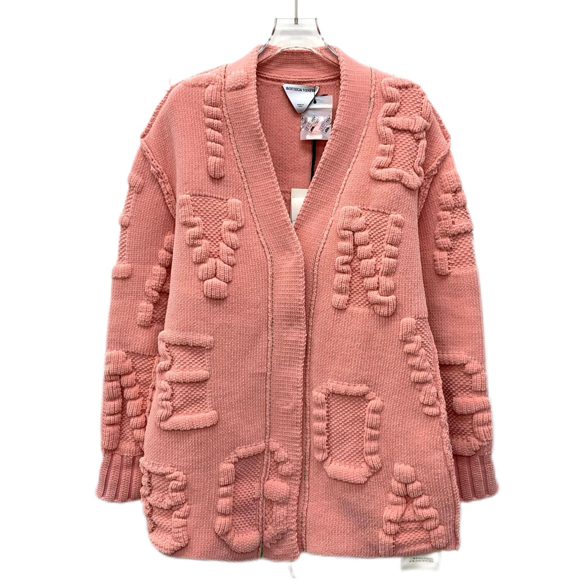 Bottega Veneta Bottega Veneta Pink Embossed Logo V-Neck Knit Cardigan (Size Size S / US 4 / IT 40 - 1 Thumbnail