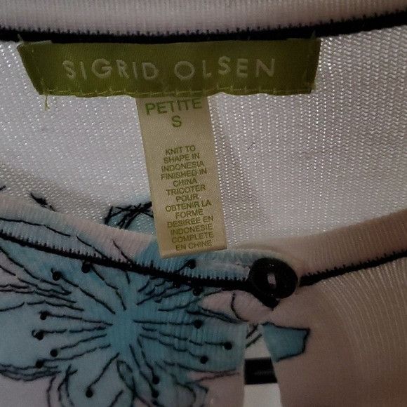 Vintage Sigrid Olsen White w Beaded Floral Embroidered Long Slv Sz. Size M / US 6-8 / IT 42-44 - 3 Thumbnail