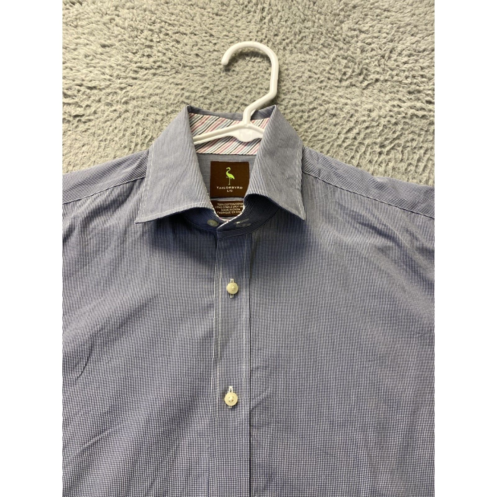 Tailorbyrd VINTAGE TAILORBYRD Dress Shirt Mens L Blue Check Regular Fit Supima Non-Iron Button Up Size US L / EU 52-54 / 3 - 3 Thumbnail