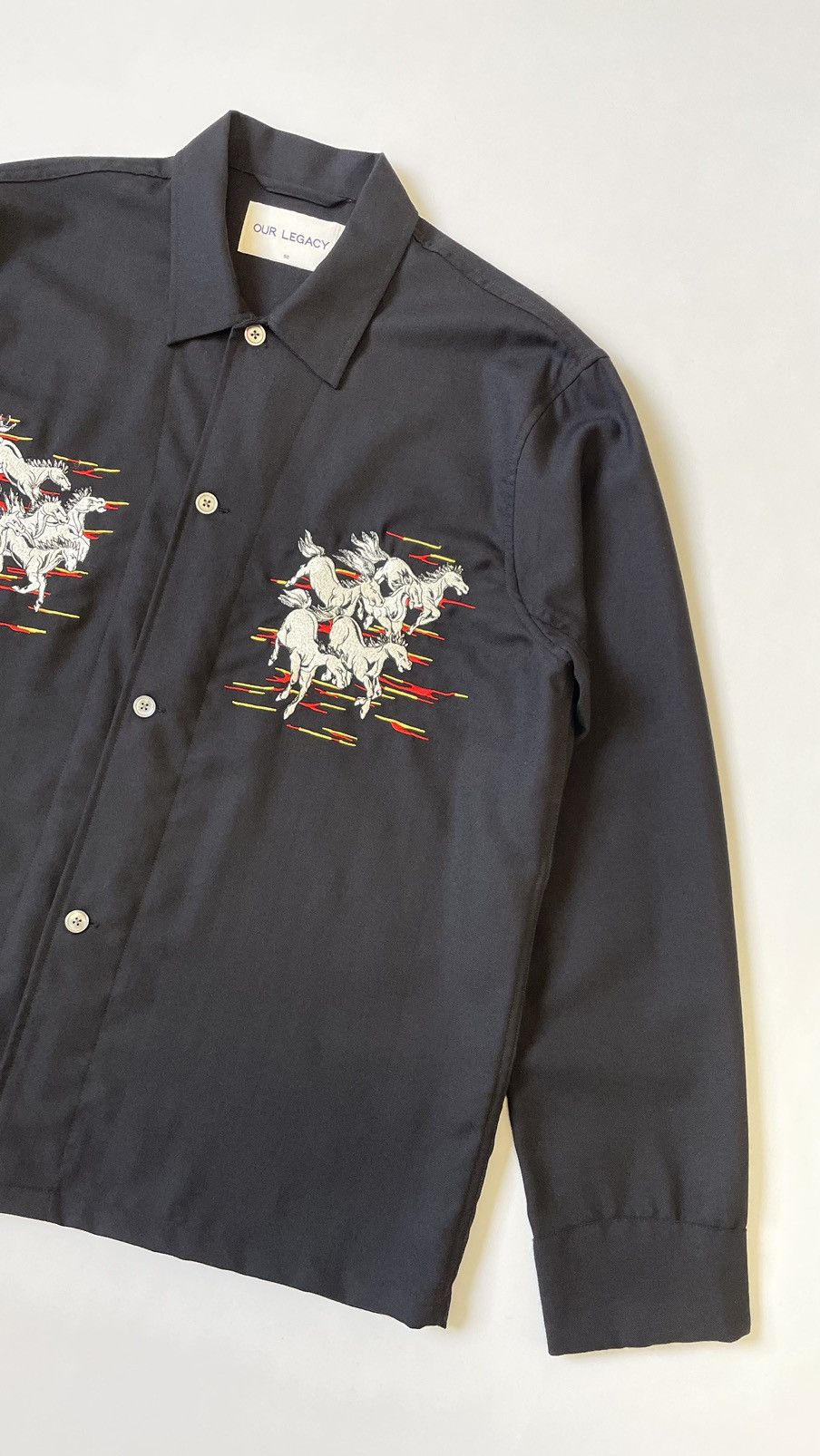 Our Legacy ‘Mustang’ Horse Embroidered Wool Box Shirt Size US M / EU 48-50 / 2 - 4 Thumbnail