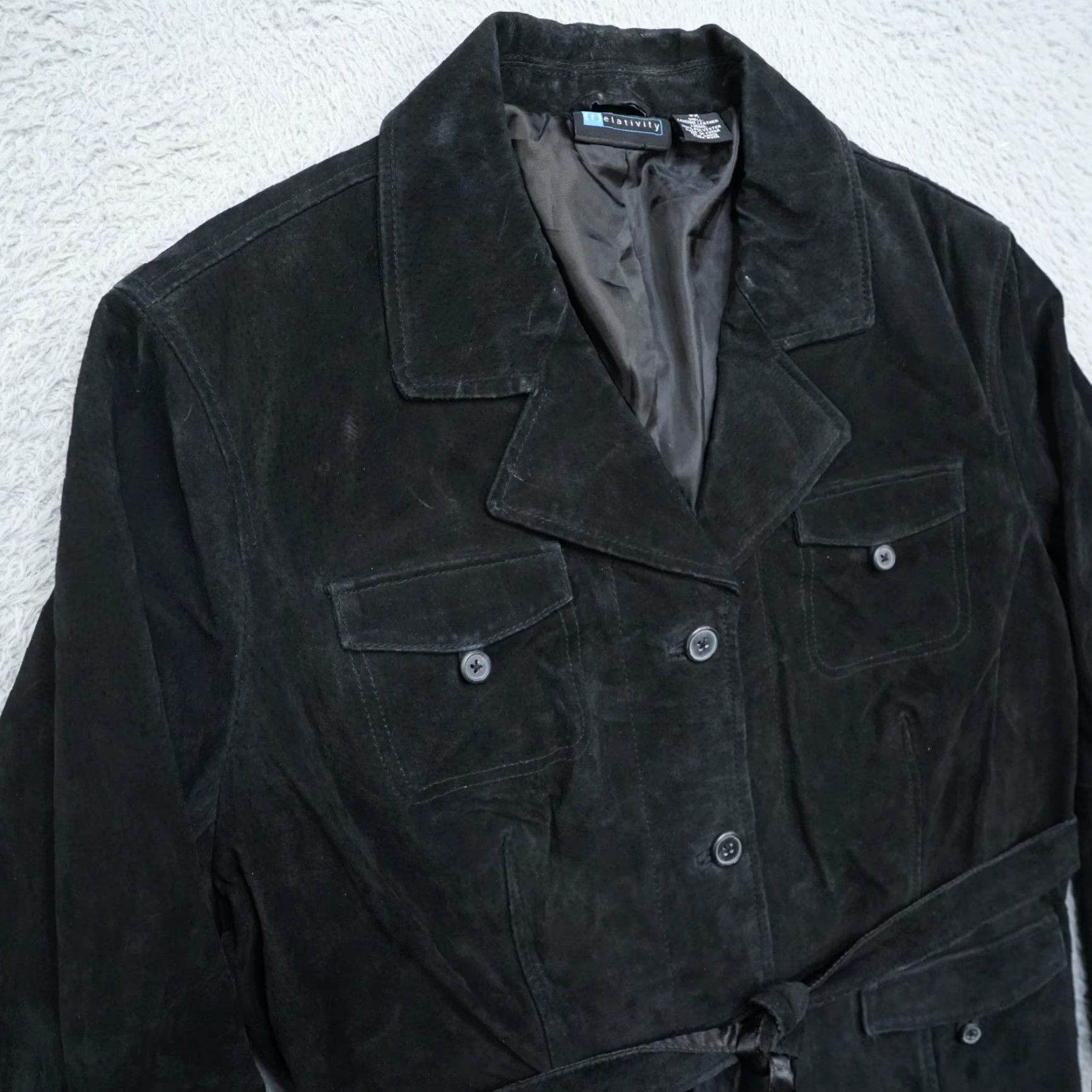 Vintage Relativity Leather Jacket Womens 2X Black Belted Western Button - Coat - Jacket - Women - 2X - Black - Belted Western Style Size XXL / US 16-18 / IT 52-54 - 3 Thumbnail