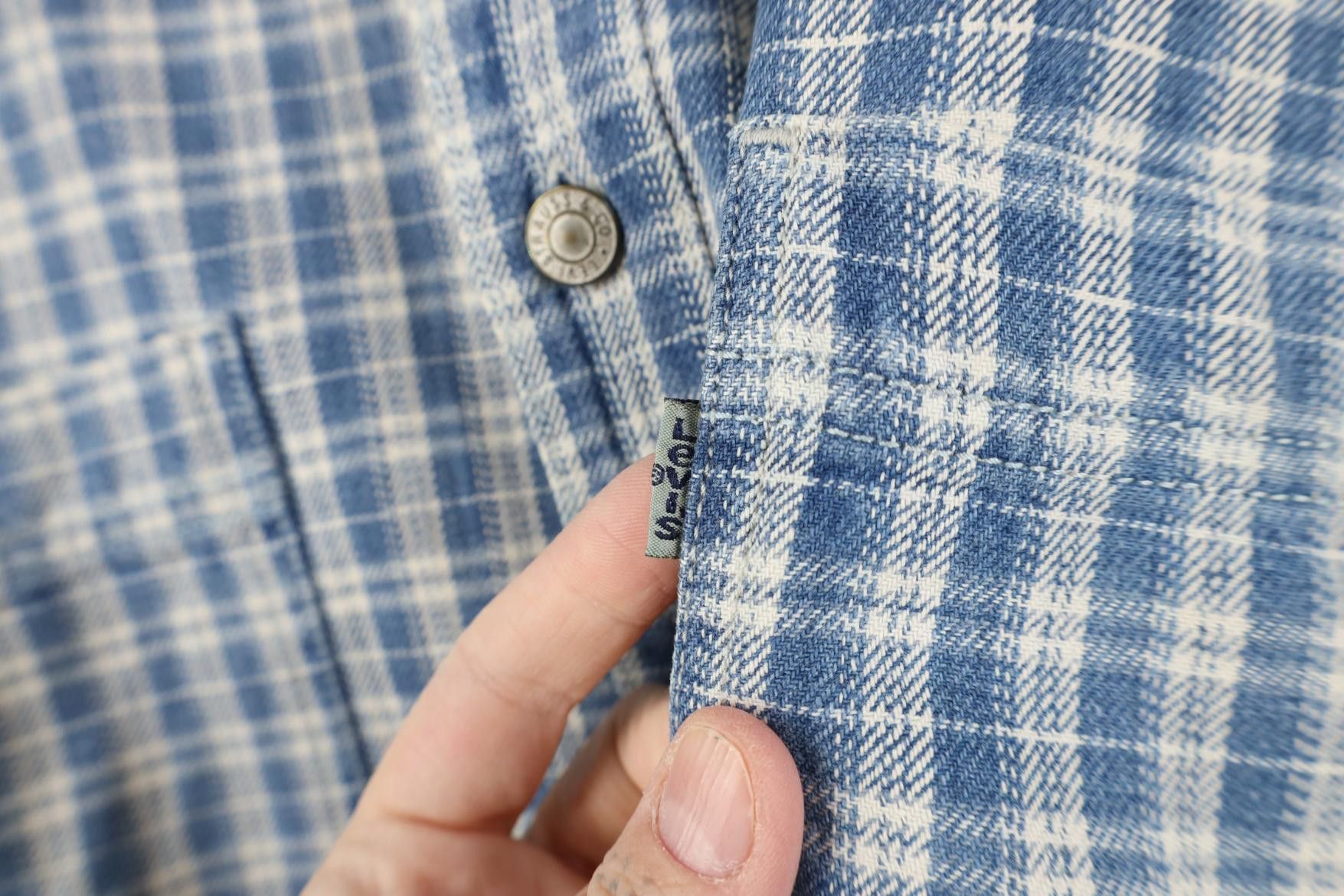Levi's Vintage 90s Levis Denim Collared Button Shirt Blue Plaid Size US XL / EU 56 / 4 - 7 Thumbnail