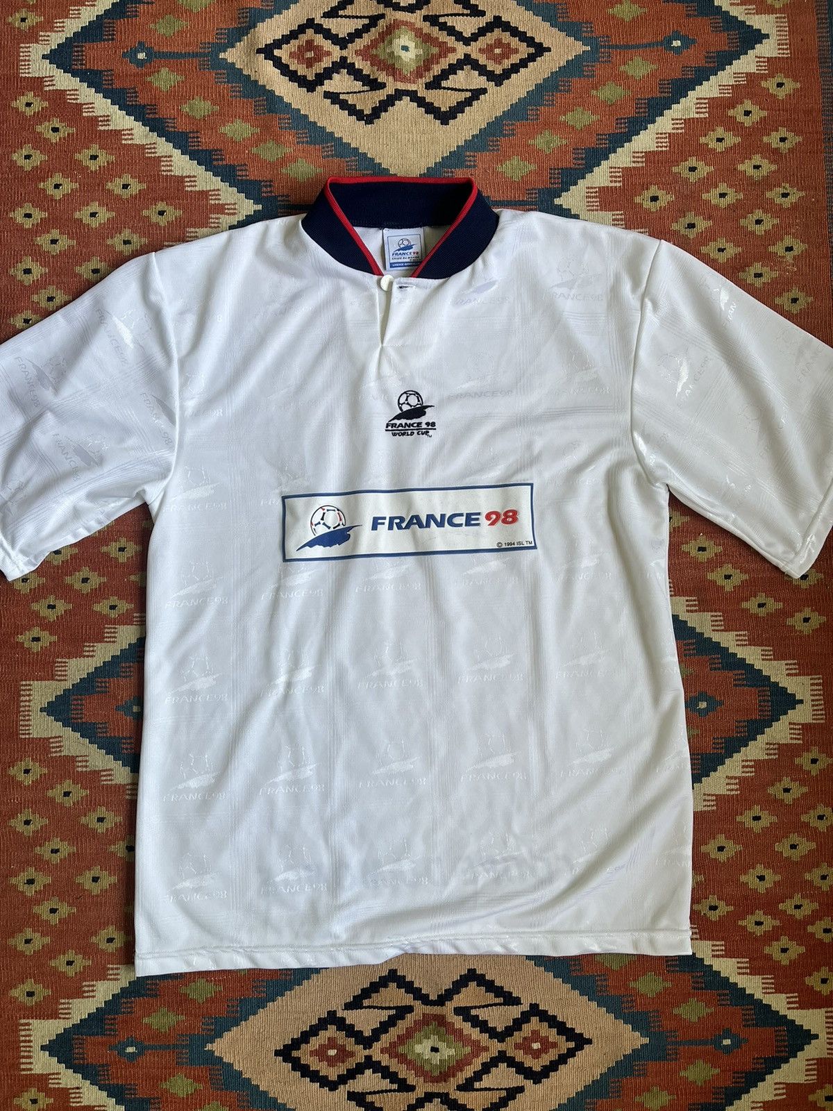 image of Fifa World Cup x Soccer Jersey 1998 Vintage France Soccer Jersey/football Polos in White (Size Medi