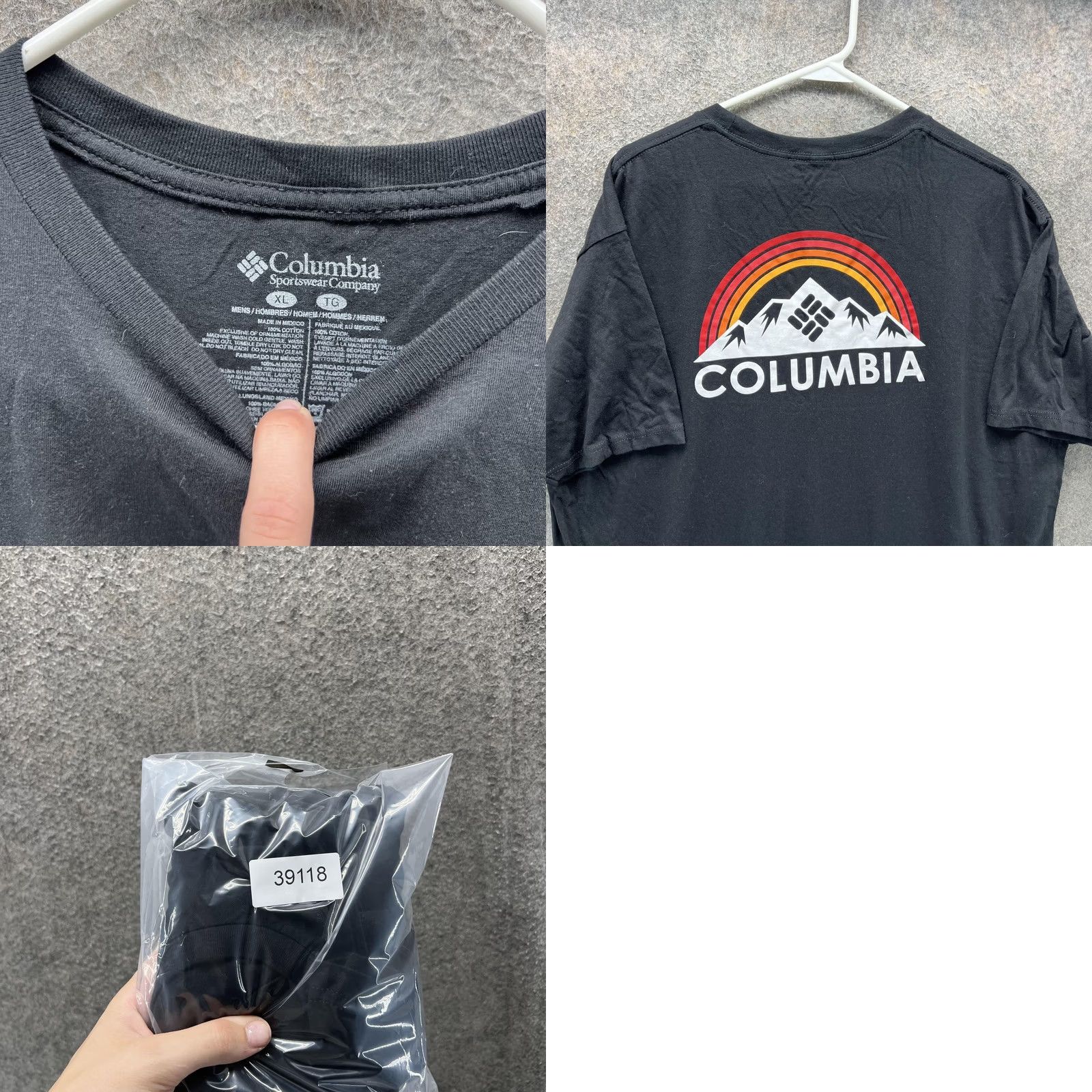 Rainbow Columbia Shirt Mens XL Black Mountain Rainbow Back Graphic Tee Outdoor Nature Crew Neck Short Sleeve Size US XL / EU 56 / 4 - 8 Thumbnail