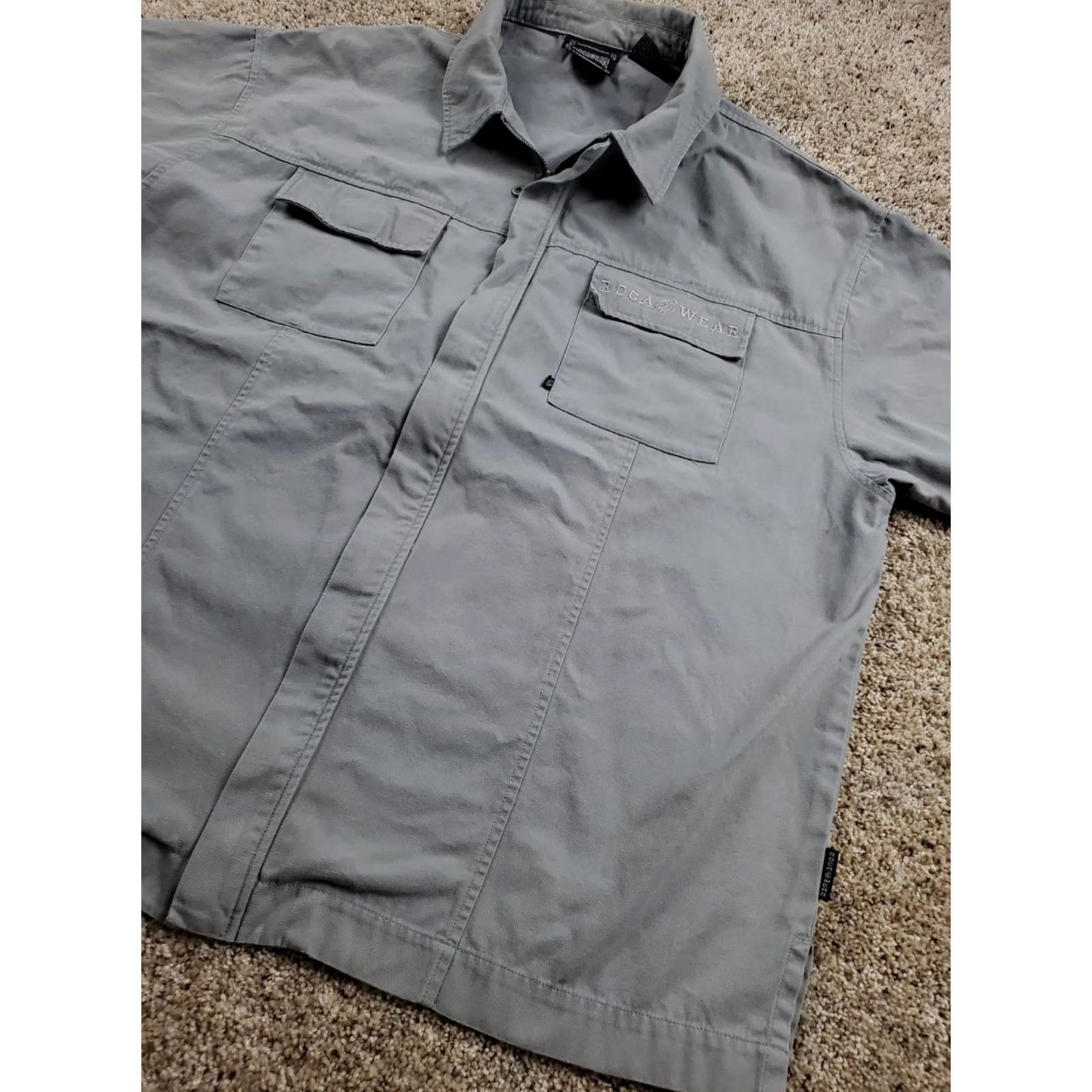 Rocawear VINTAGE Rocawear Shirt 2XL Mens Gray Canvas Baggy Fit Full Zip Short Sleeve Y2K Size US XXL / EU 58 / 5 - 2 Thumbnail