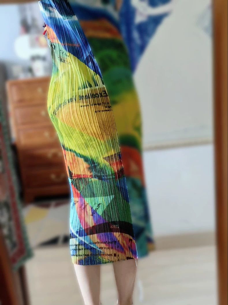 Issey Miyake Issey Miyake size:3 Yellow and blue space traveler dress Size S / US 4 / IT 40 - 4 Thumbnail