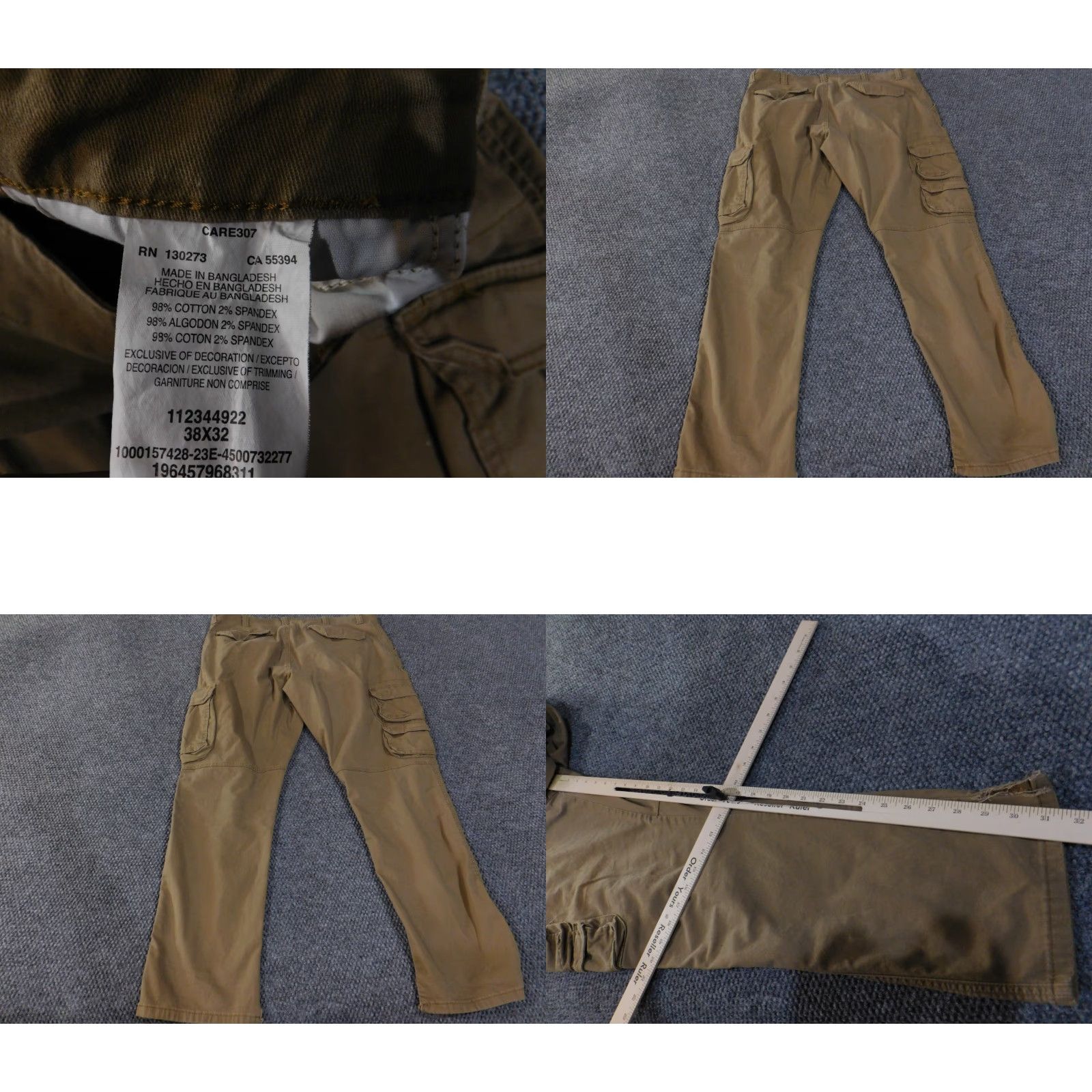 Wrangler Wrangler Cargo Pants Mens 38x32 Khaki Regular Tapered Beige Outdoors Utility Pants straight leg Workwear Casual 38x32 Mens Beige Cargo Pants Wrangler Size US 38 / EU 54 - 8 Thumbnail