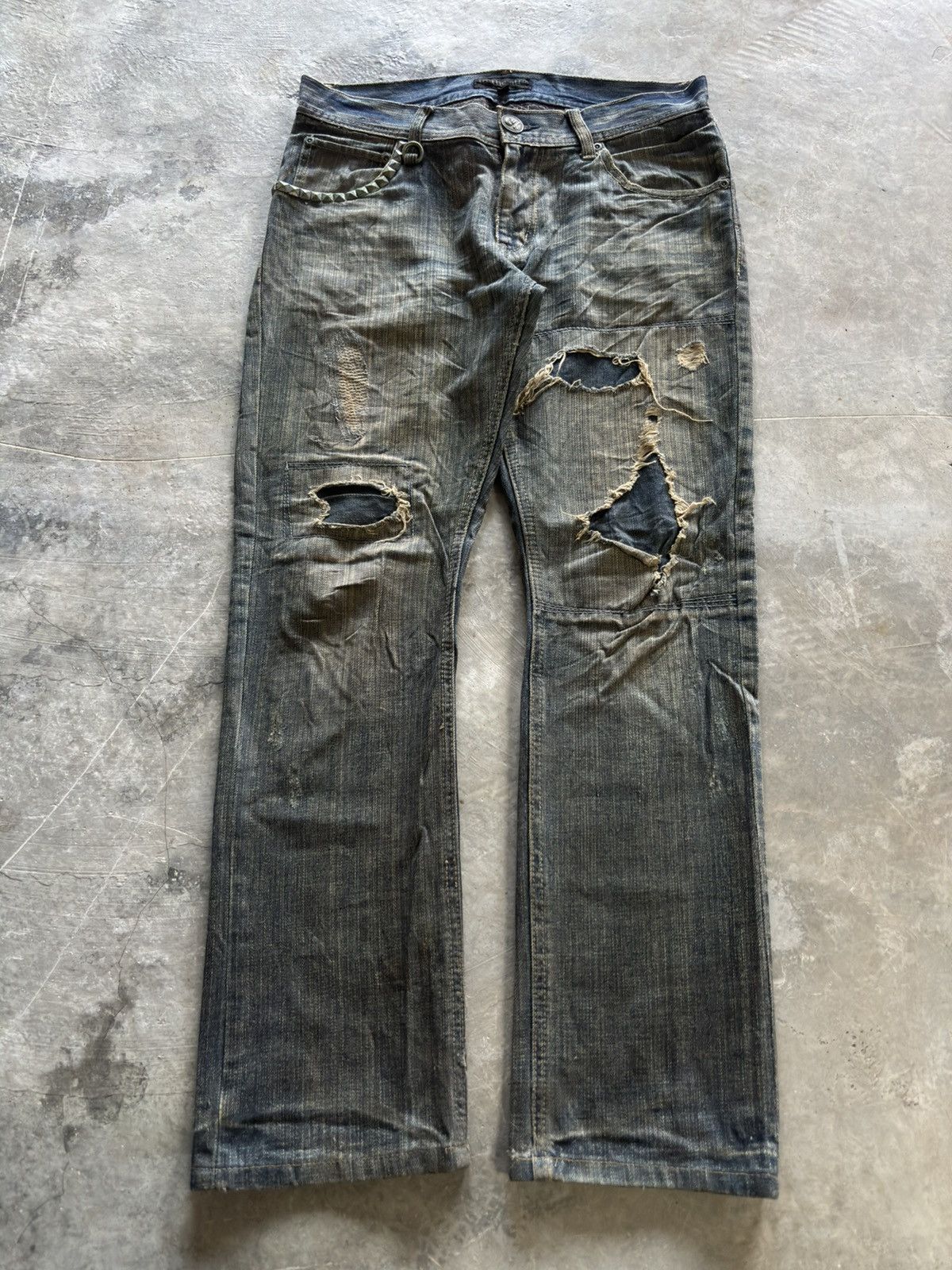 Japanese Brand IN THE ATTIC distressed dirty rusty mud japanese punk grunge Size US 31 - 1 Thumbnail