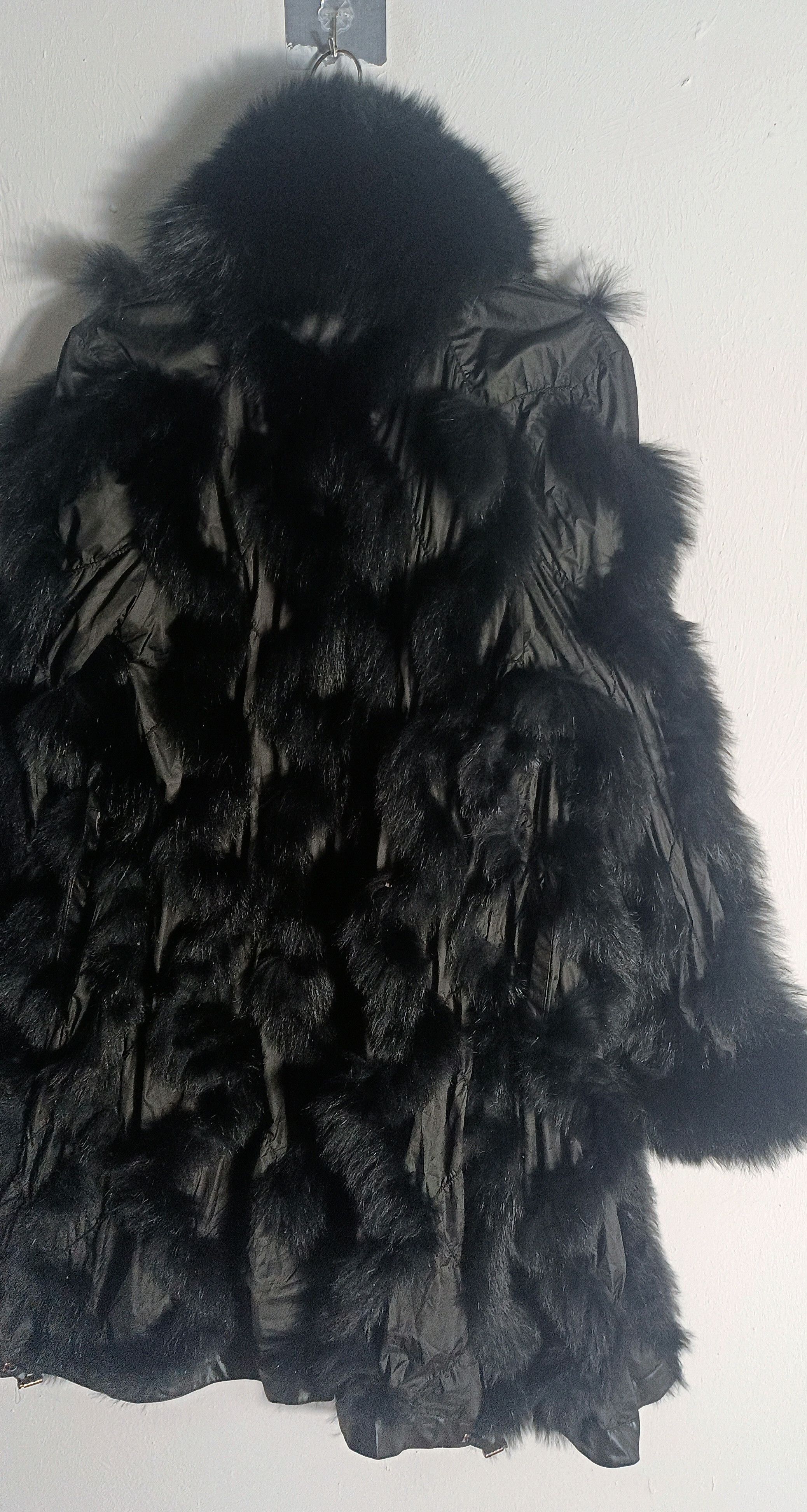Designer RARE🔥🔥 Vintage Vertical Fur Coat Black Size L / US 10 / IT 46 - 2 Thumbnail