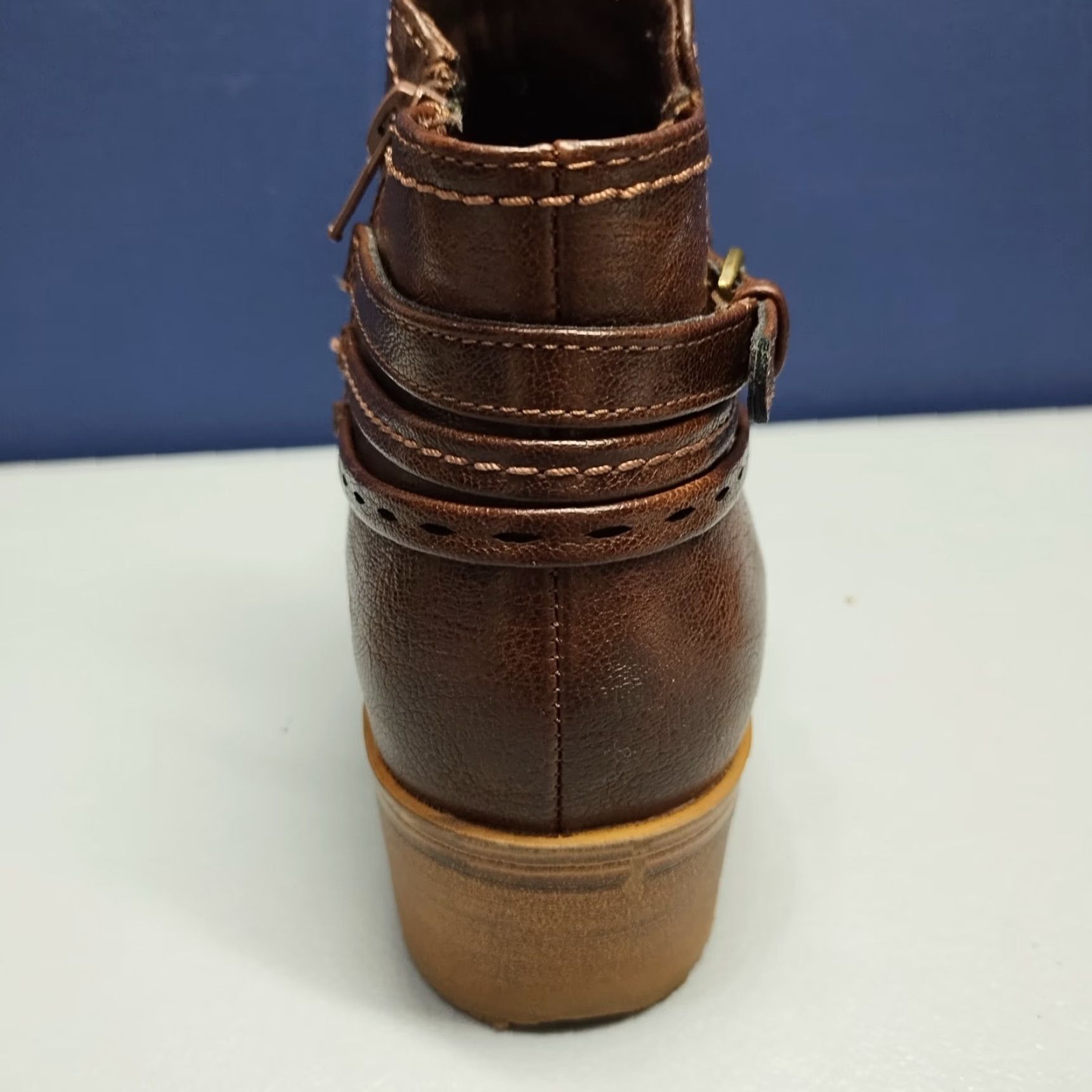 Vintage Baretraps Medley Ankle Bootie Womens Size 8M Brown Manmade Block Heel Side Zip - G41 Size US 8 / IT 38 - 5 Thumbnail