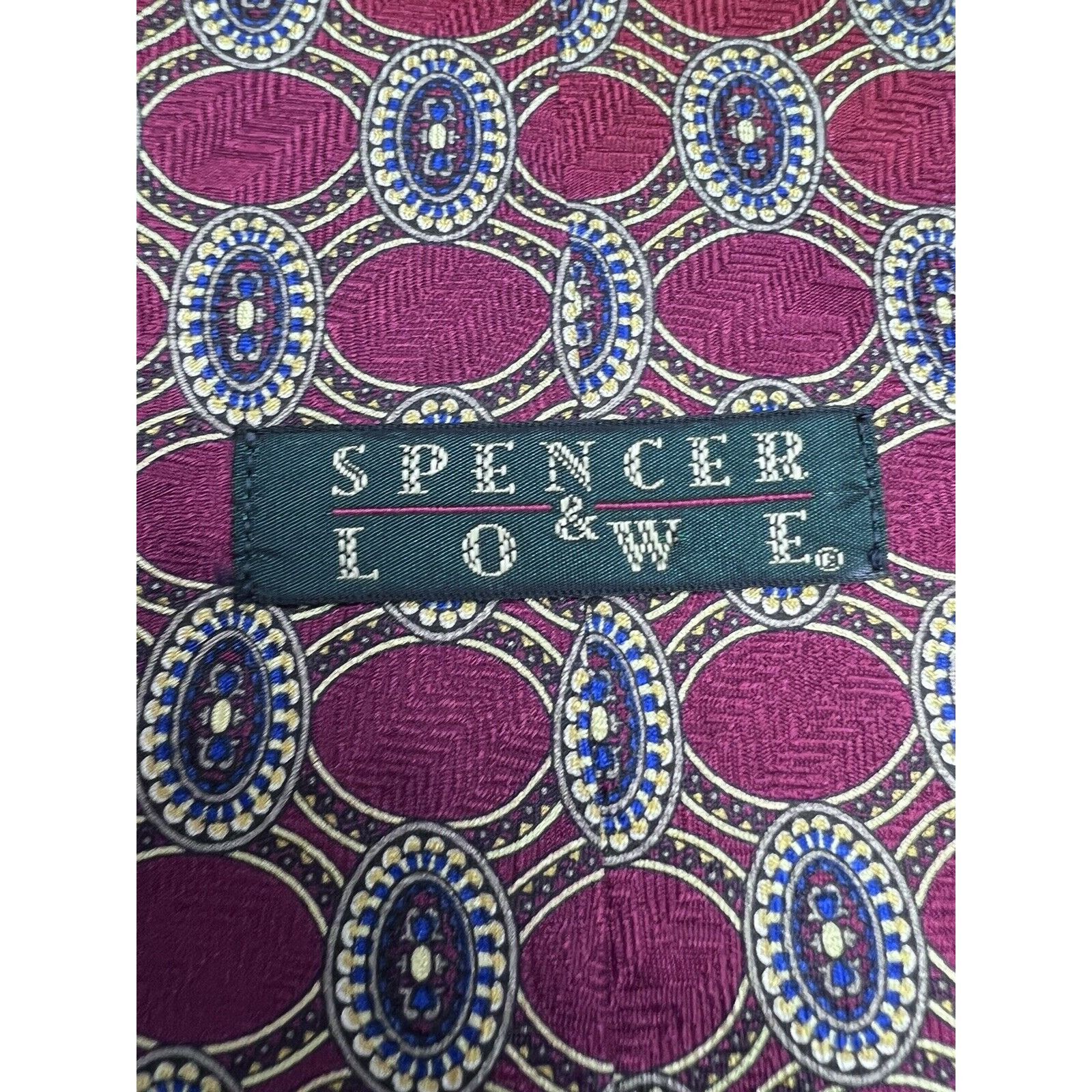 Vintage Vintage Spencer Lowe Mens Designer Tie 100% Silk Print Red B Size ONE SIZE - 4 Thumbnail