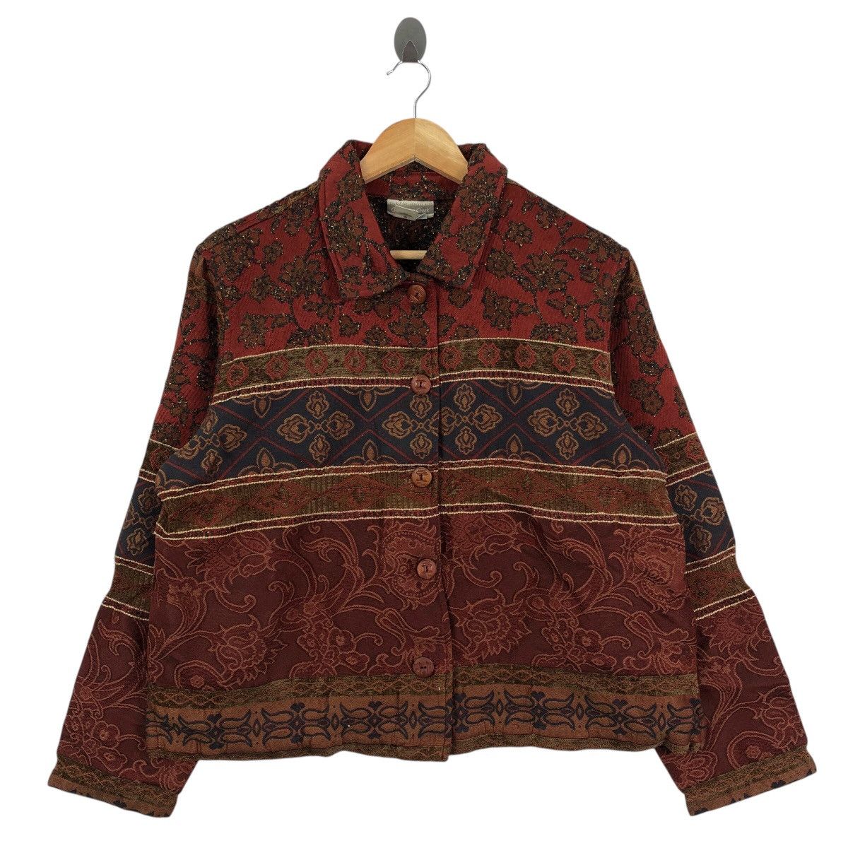 Coldwater Creek × Vintage Vintage COLDWATER CREEK PAISLEY Made In Usa Cropped Jacket Size XL / US 12-14 / IT 48-50 - 2 Thumbnail