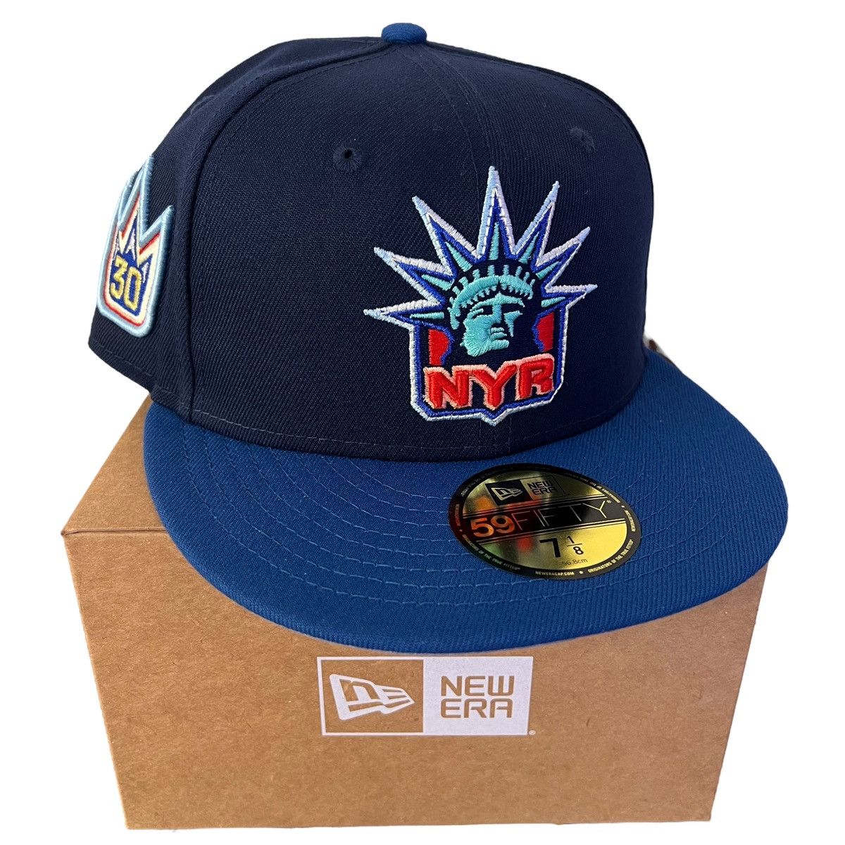 MLB × MyFitteds × New Era 7 1/8- Myfitteds New York Rangers Henrik Lunqvist Fitted Hat Size ONE SIZE - 1 Thumbnail