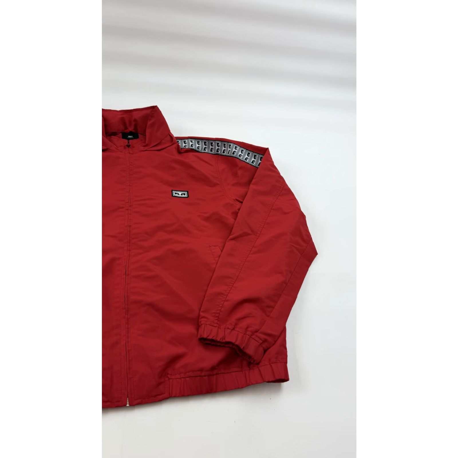 Obey Obey Jacket Mens Medium Red Hooded Full Zip Windbreaker Tape Worldwide Logo Size US M / EU 48-50 / 2 - 2 Thumbnail