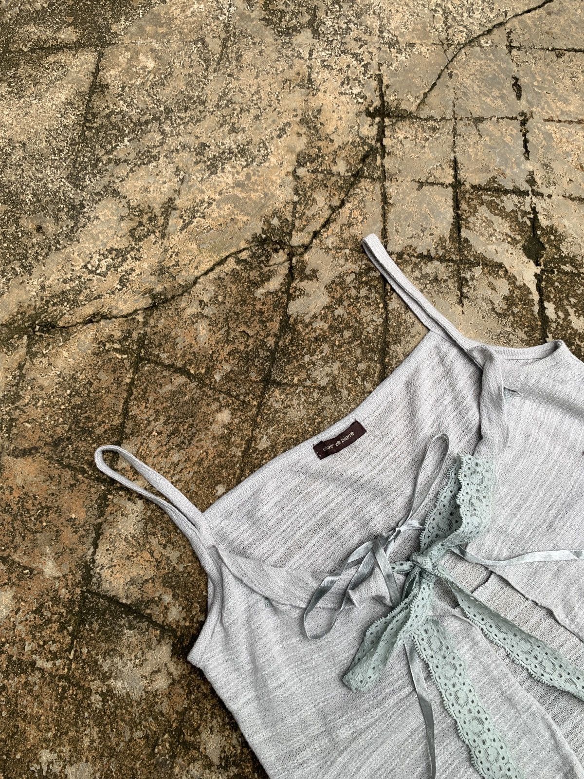 Japanese Brand 2000s chair de pierre Ruffle Trim Lace Cami Tank Mesh Top Size M / US 6-8 / IT 42-44 - 4 Thumbnail