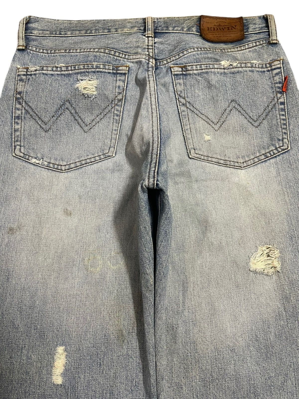Edwin Vintage 90s Edwin Blue Faded Wash Distressed Baggy Jeans Size US 32 / EU 48 - 5 Thumbnail