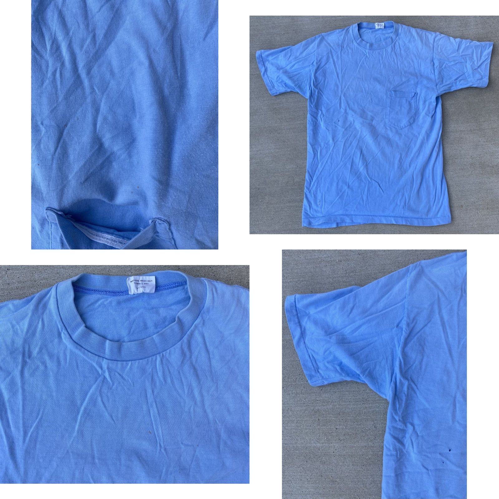 Vintage VINTAGE Royal Klad T-Shirt Pocket Tee Blue Cotton Short Sleeve L Mens Distressed Fade Holes Stain Stamp RN 5986 Size US L / EU 52-54 / 3 - 9 Thumbnail