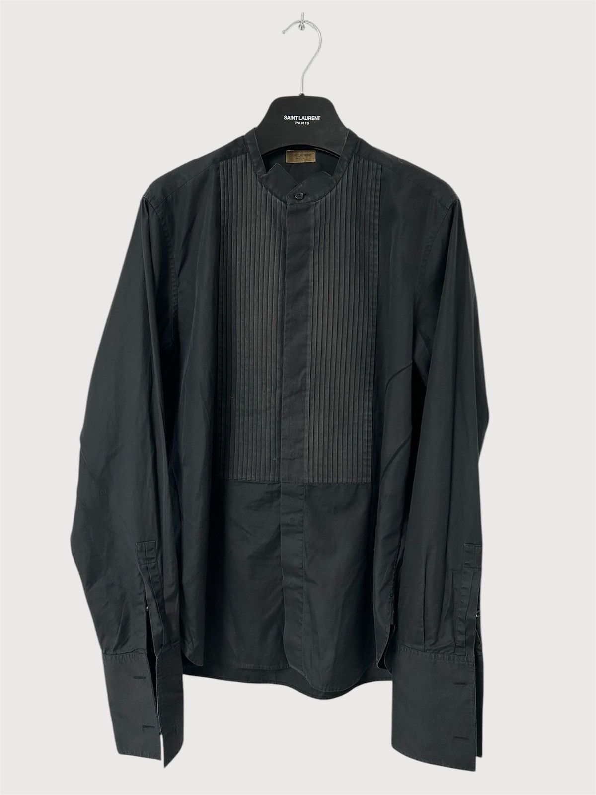 Saint Laurent Paris SS2013 Pleated Bib Band Collar Shirt Size US M / EU 48-50 / 2 - 1 Thumbnail