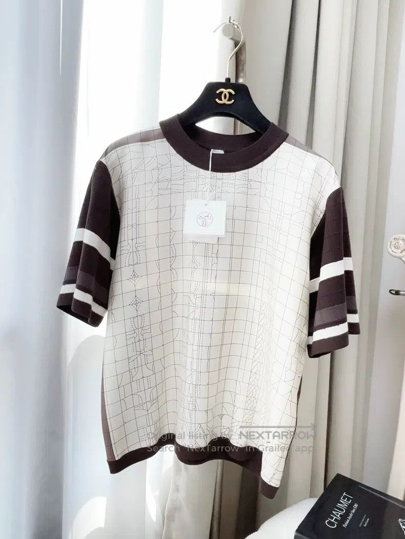 Hermes Hermes Mixed Color Wool and Silk Knit Short Sleeve Top Size XS / US 0-2 / IT 36-38 - 1 Thumbnail