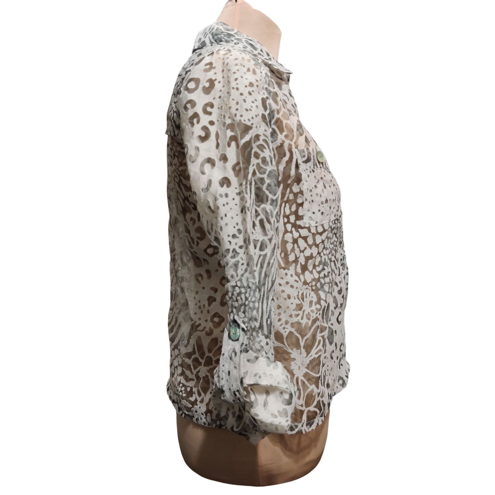 Vintage Ruby Rd S Womens White Blouse Neutral Vintage Sheer Button F Size S / US 4 / IT 40 - 9 Thumbnail