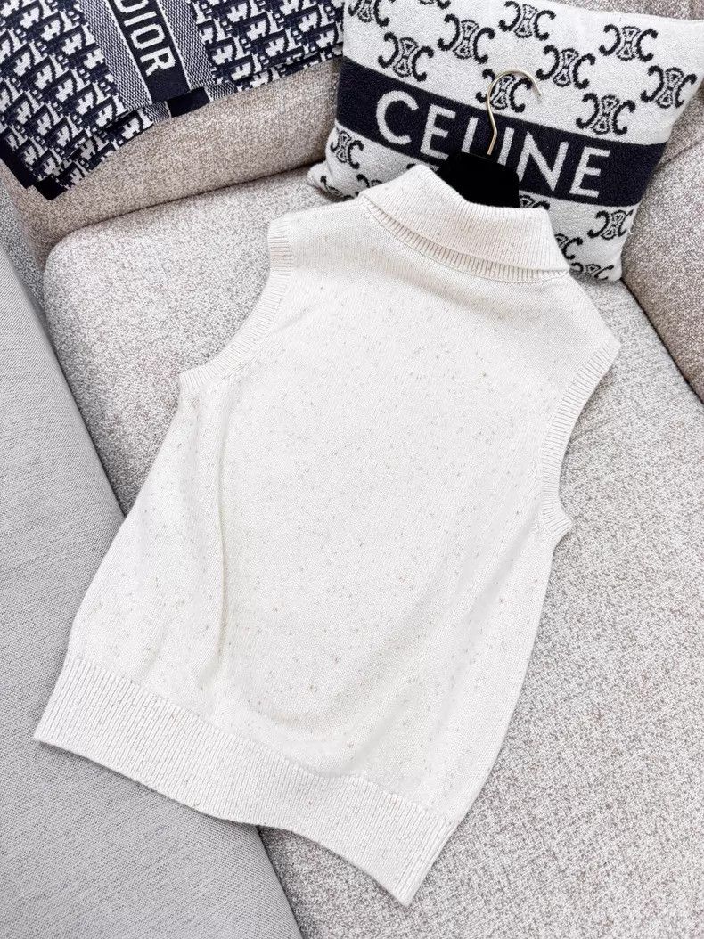 Chanel Chanel Oat-coloured bow lapel sleeveless knitted vest Size XS / US 0-2 / IT 36-38 - 3 Thumbnail