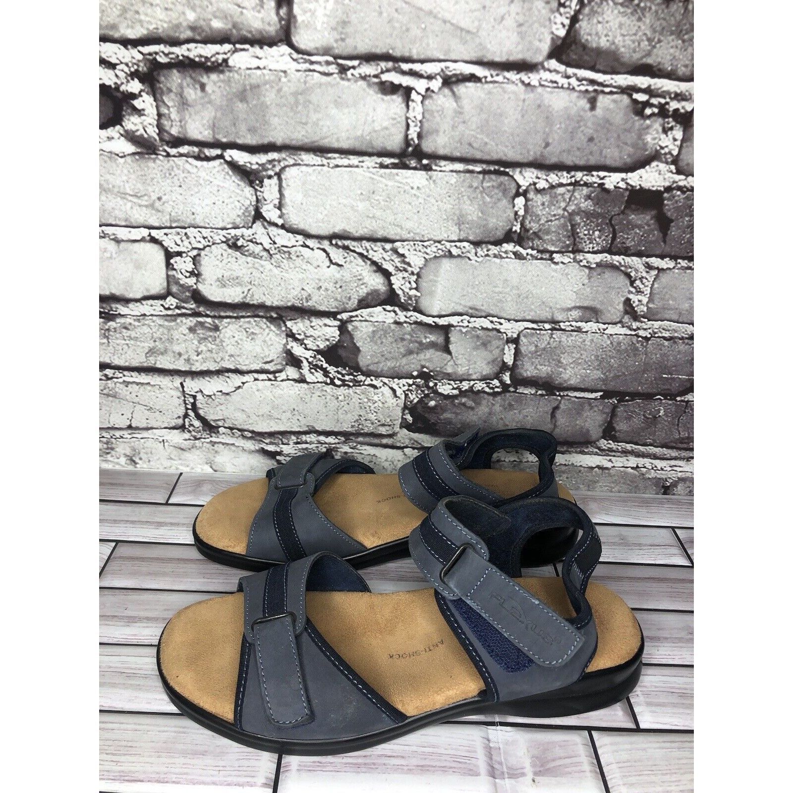 Other Flexus Spring Step Blue Leather Strap Casual Wedge Sandals W Size US 9.5 / IT 39.5 - 5 Thumbnail