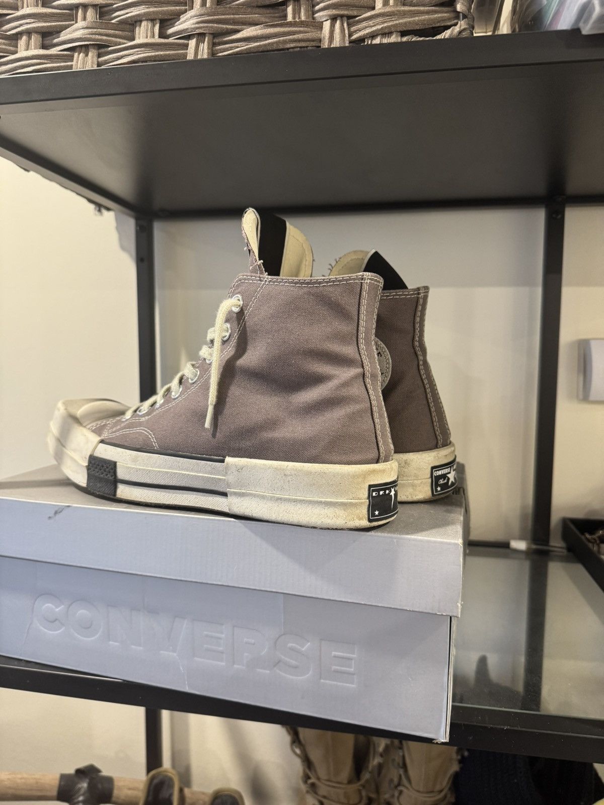Converse × Rick Owens Drkshdw Rick Owens Converse TURBODRK Square Toe Grey / Brown Size US 9.5 / EU 42-43 - 3 Thumbnail