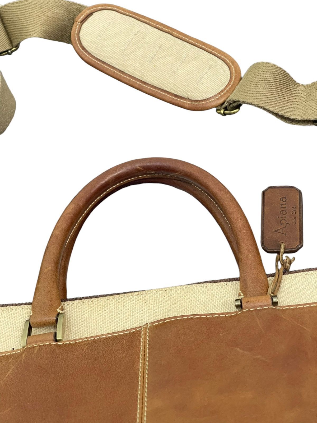 Leather Leather Cotton Canvas Apiana Office Bag 9🟩 Size ONE SIZE - 10 Thumbnail