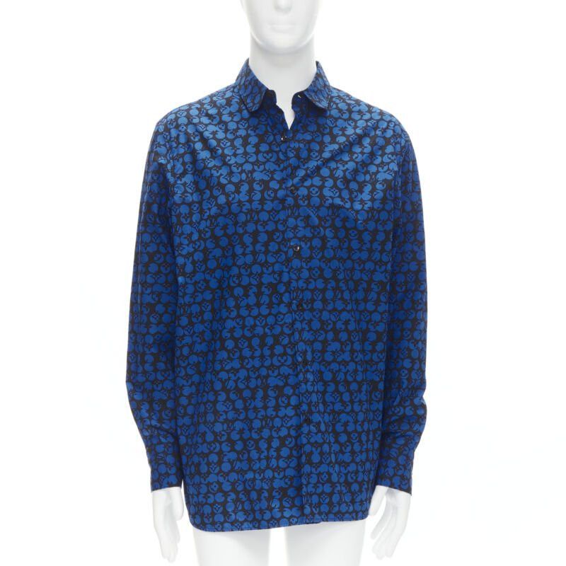 Louis Vuitton LOUIS VUITTON Virgil Abloh black blue polka dot LV monogram oversized shirt L Size US XL / EU 56 / 4 - 1 Thumbnail