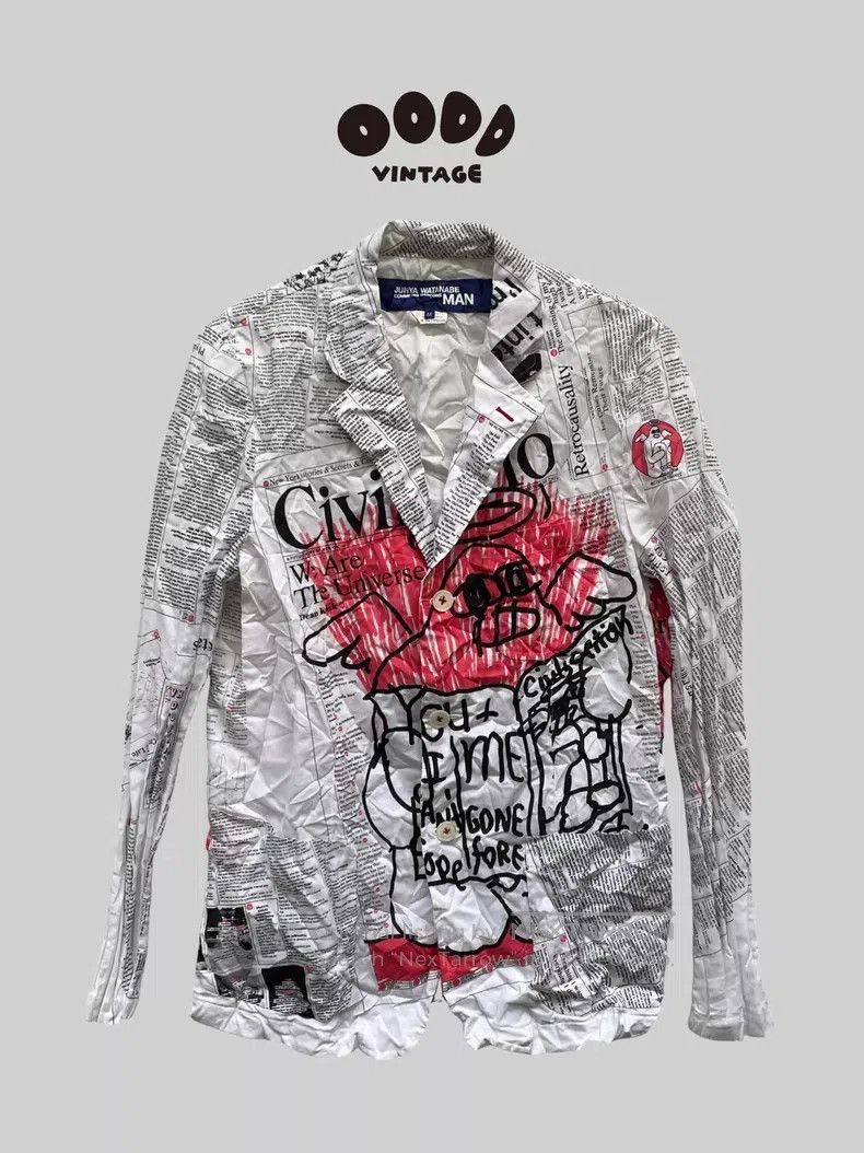 Junya Watanabe Junya Watanabe Newspaper Graffiti Pleated Jacket Size US M / EU 48-50 / 2 - 1 Thumbnail