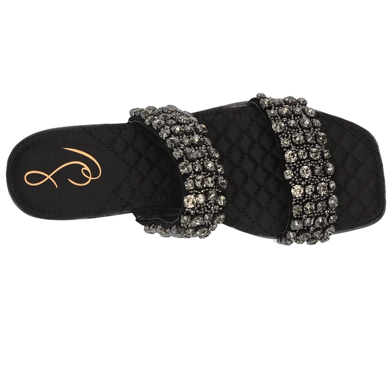 Sam Edelman Sam Edelman Ezel Black Embellished Slip On Sandals Size US 5.5 / IT 35.5 - 3 Thumbnail