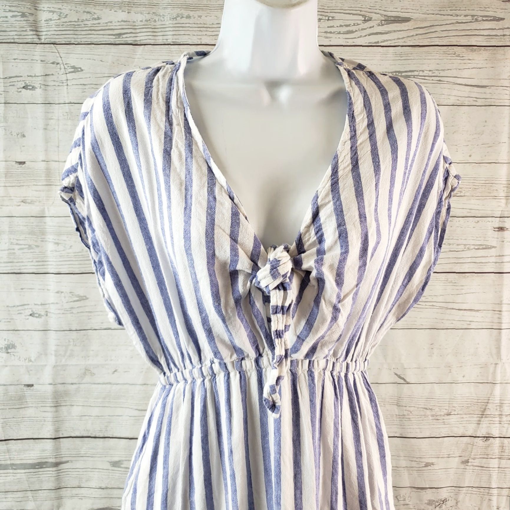 Rails Rails Womens Charlotte Tie Linen Blend Mini Dress XS Grenadines Stripe Blue Size XS / US 0-2 / IT 36-38 - 2 Thumbnail
