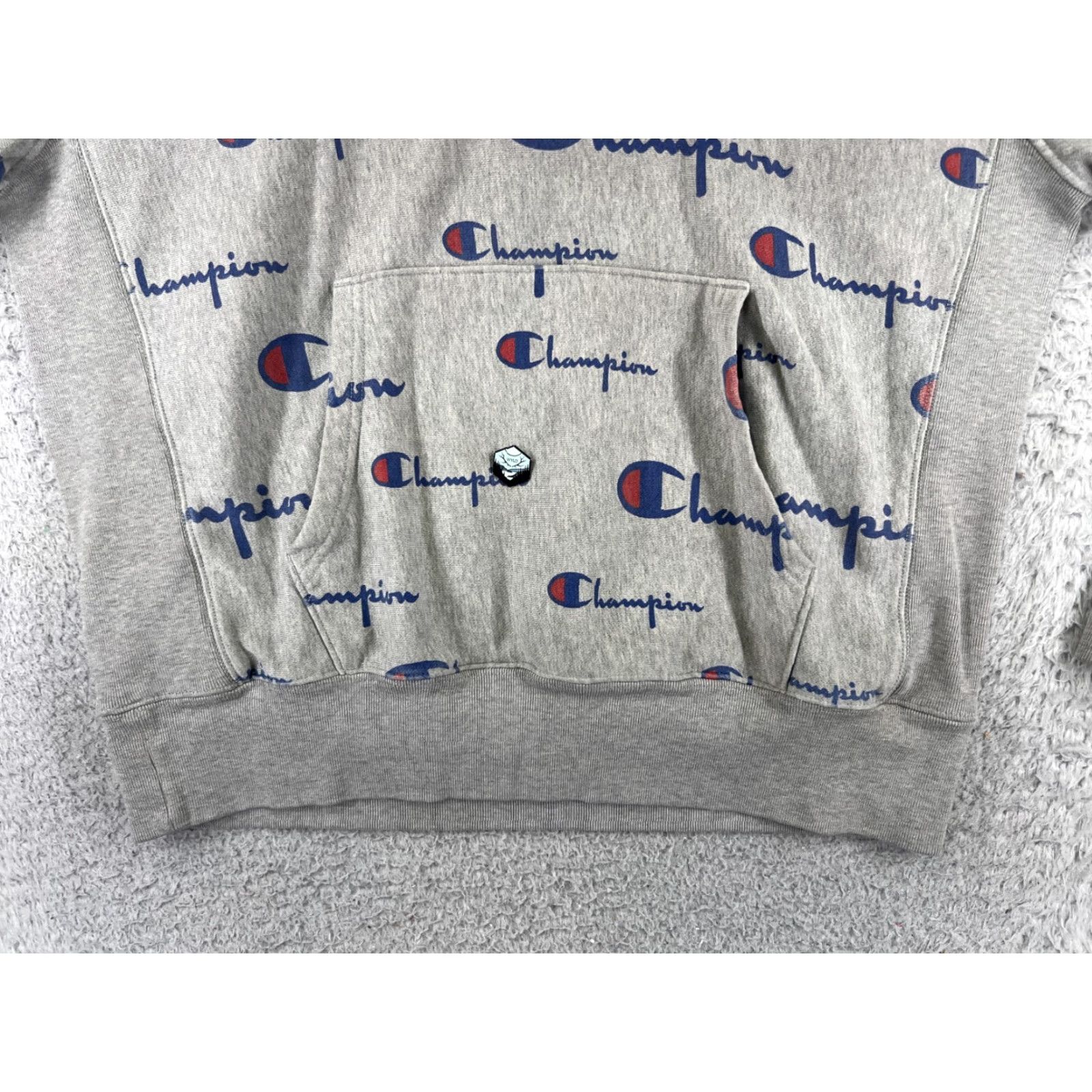 Champion Champion Hoodie Mens Large Gray All Over Print Pockets Zip Full Zip Cotton Polyester Jersey Logo __ Size US L / EU 52-54 / 3 - 5 Thumbnail