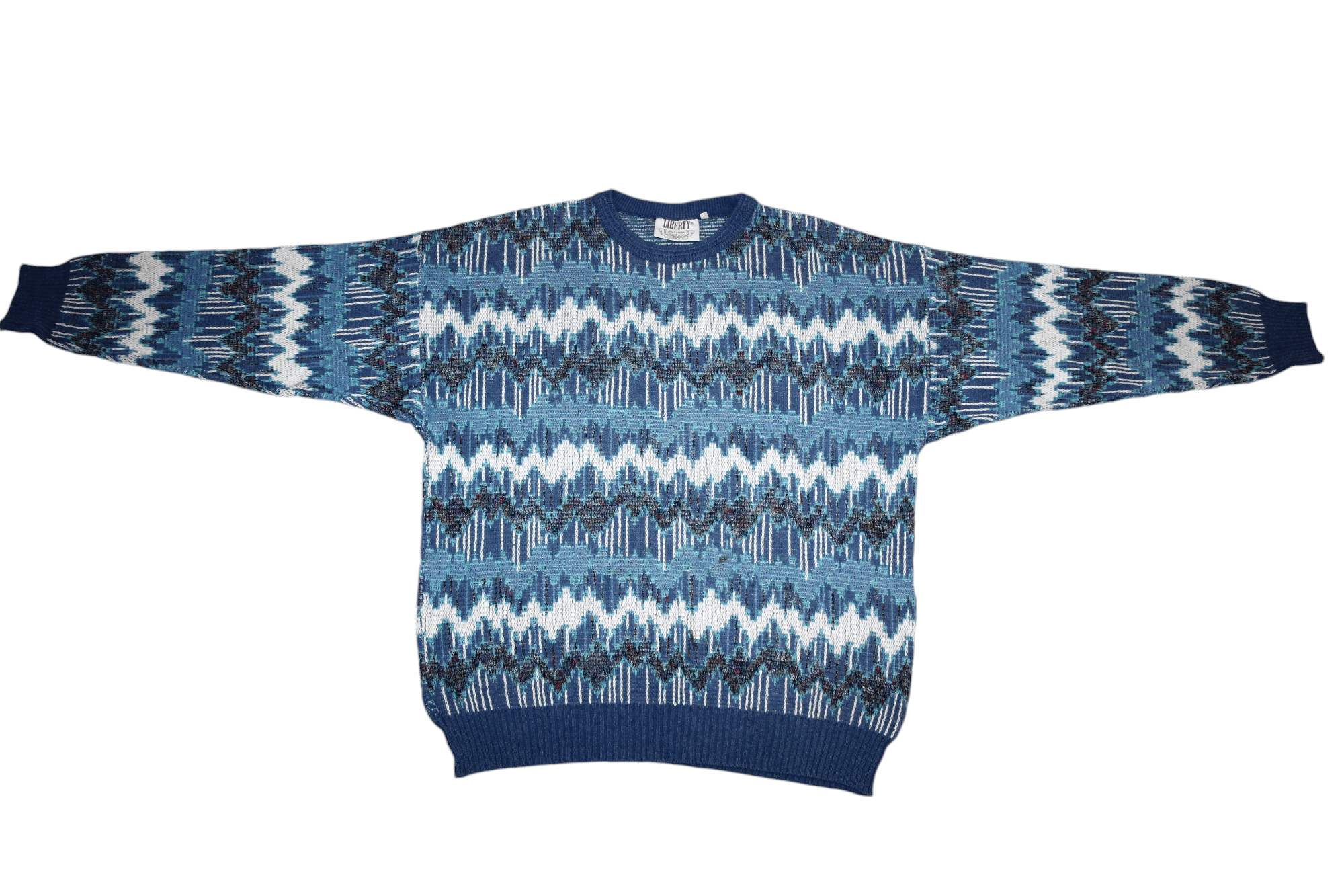 Liberty 80's Liberty Intarsia Cotton Blend Knit Sweater Size US XL / EU 56 / 4 - 2 Thumbnail
