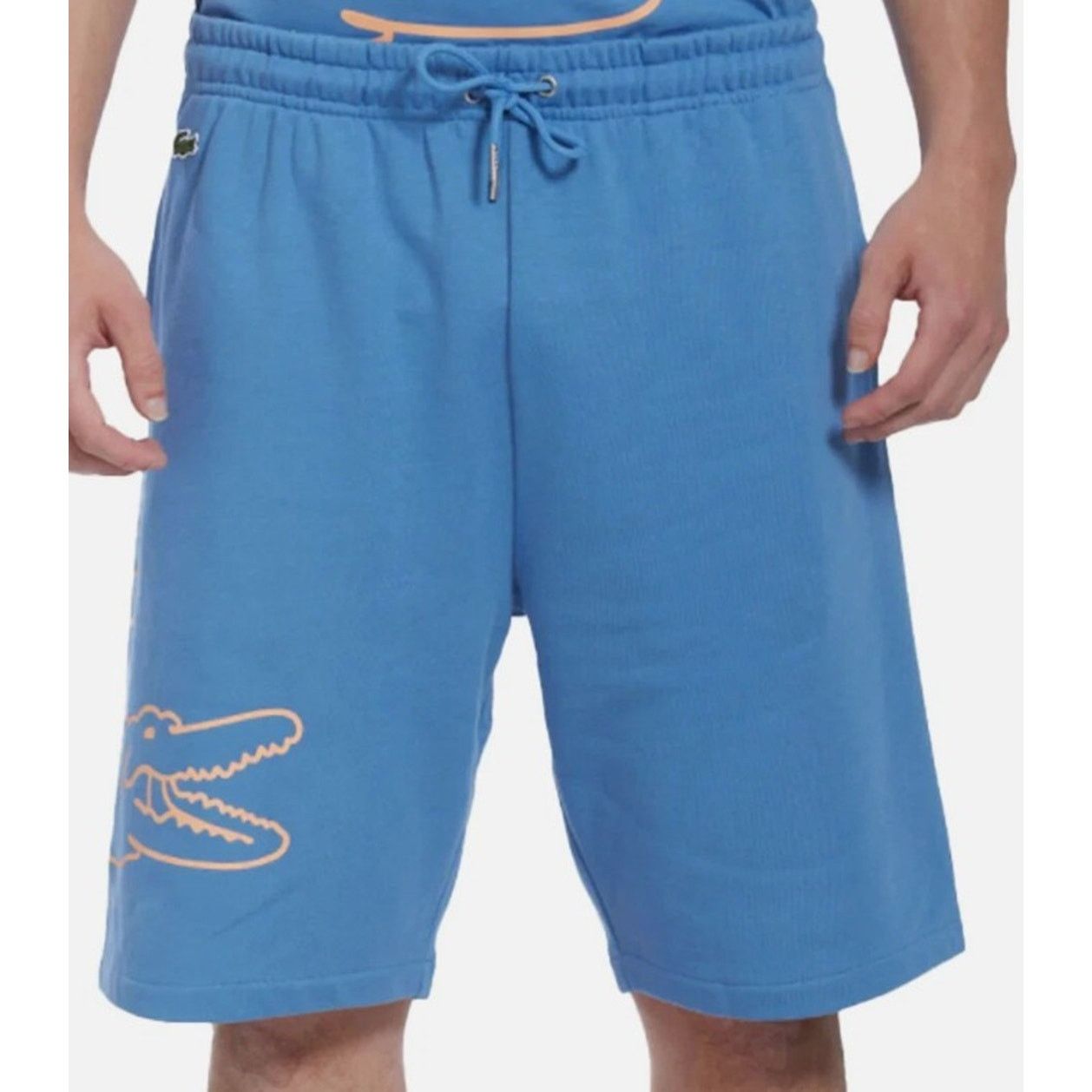 Lacoste Lacoste Men's Large Croc Graphic Shorts Blue L Size US 35 - 1 Thumbnail