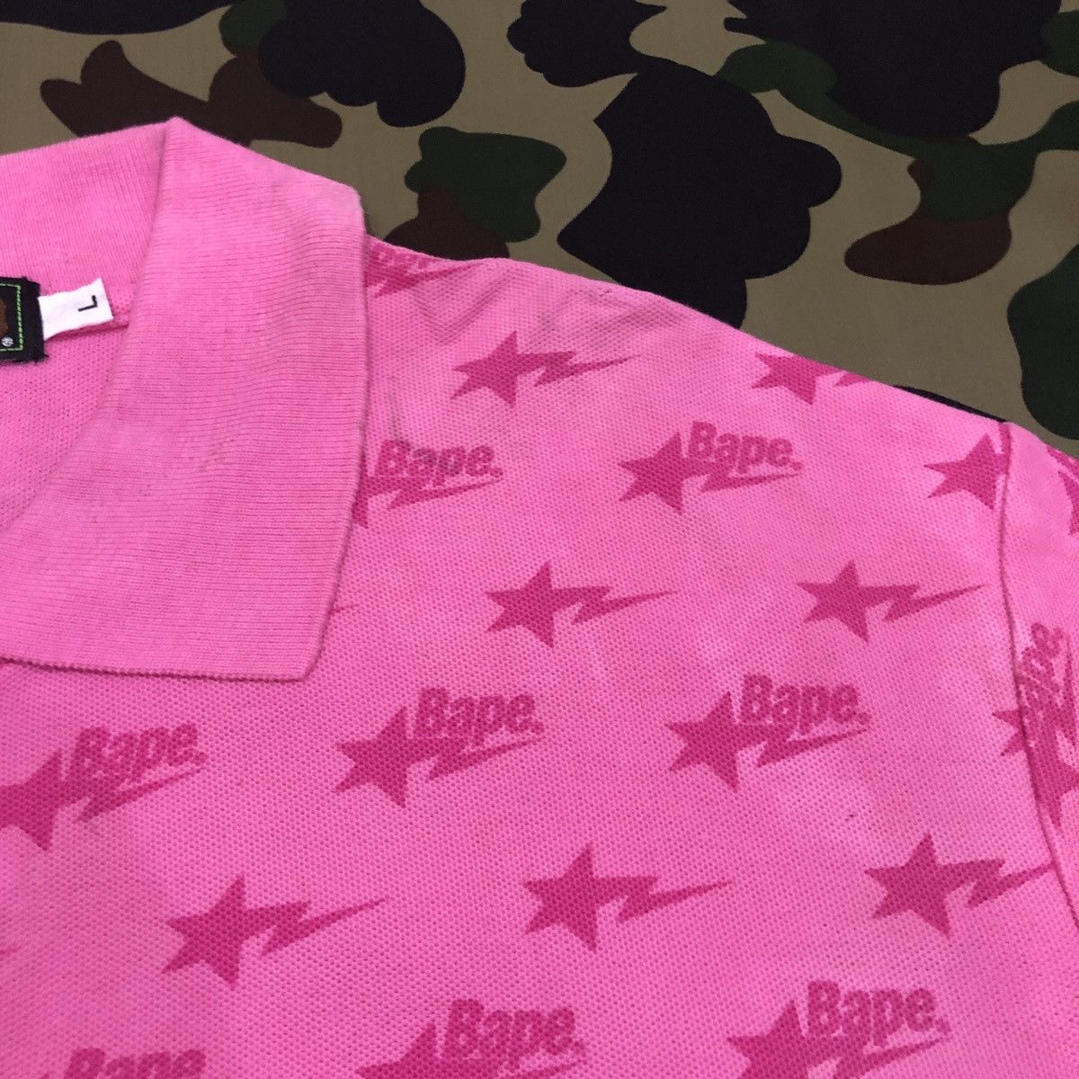 Bape Bape Sta Pattern Polo Shirts Size L Size US L / EU 52-54 / 3 - 3 Thumbnail