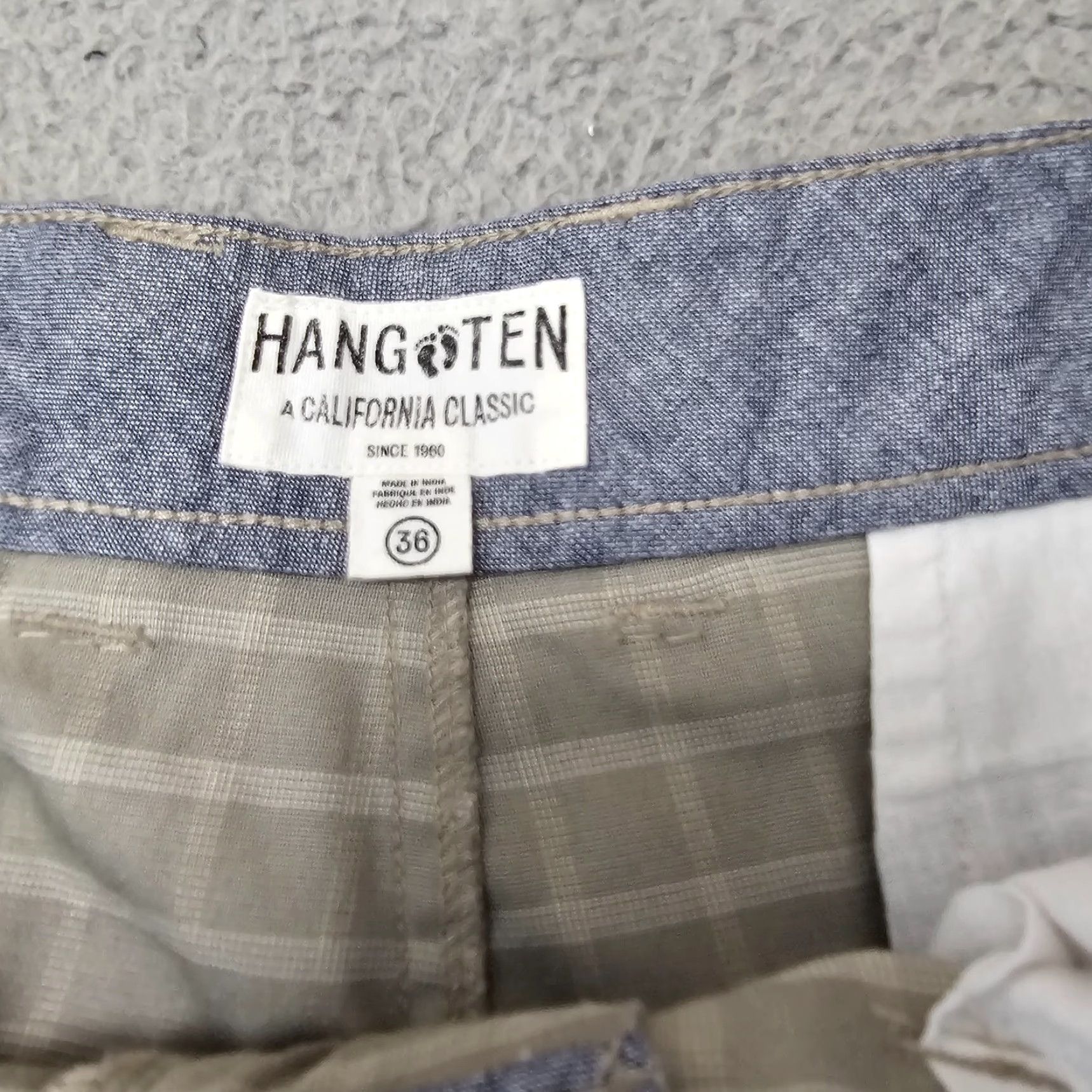 Hang Ten Hang Ten Shorts Mens 36 Gray Check California Chino Hybrid Skate Surf Stretch City Modern Casual Mens Size US 36 / EU 52 - 4 Thumbnail