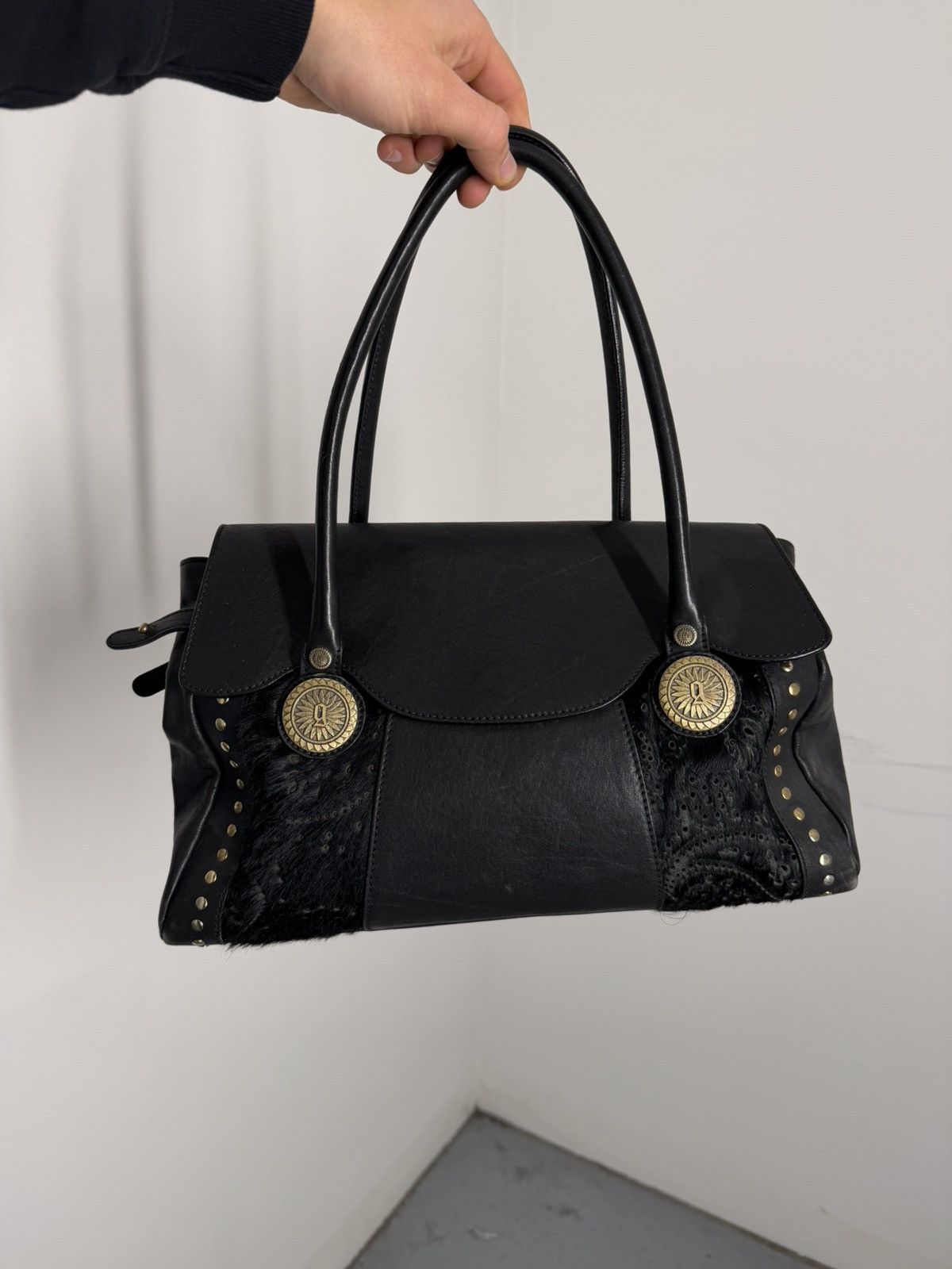 John Galliano Vintage 00s John Galliano Pony Hair Leather Handbag Size ONE SIZE - 2 Thumbnail
